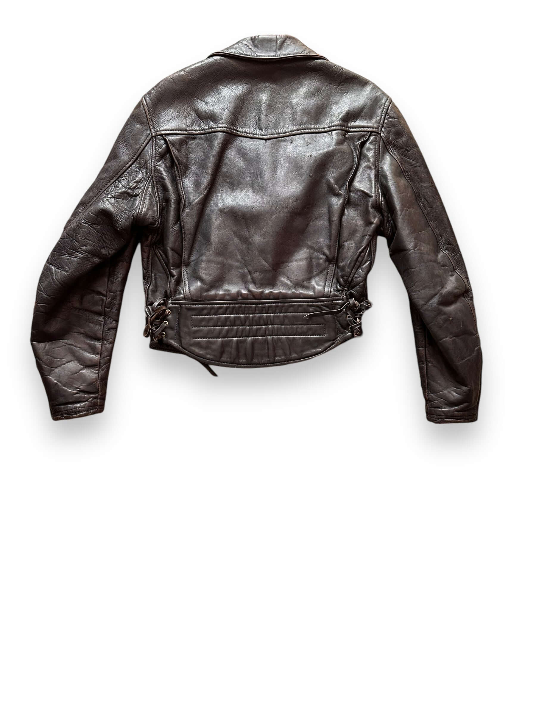 back of 40's Era Langlitz Leather Jacket |  Barn Owl Vintage Goods | Vintage Leather Jackets Seattle