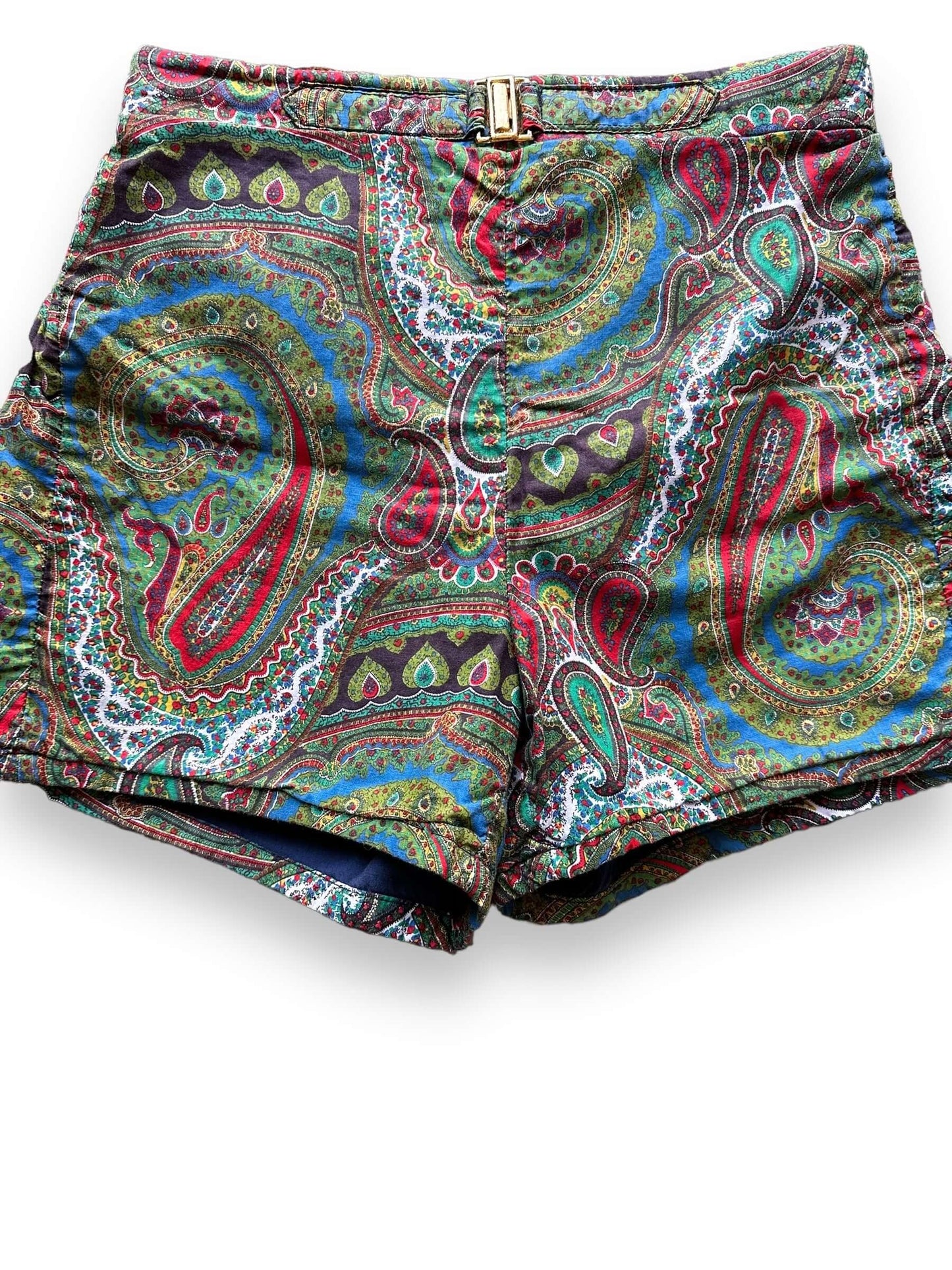 front close up of Vintage McGregor "Swim-n-Play" Paisley Swim Trunks SZ 34 | Barn Owl Vintage Seattle | Vintage Swim Trunks Seattle