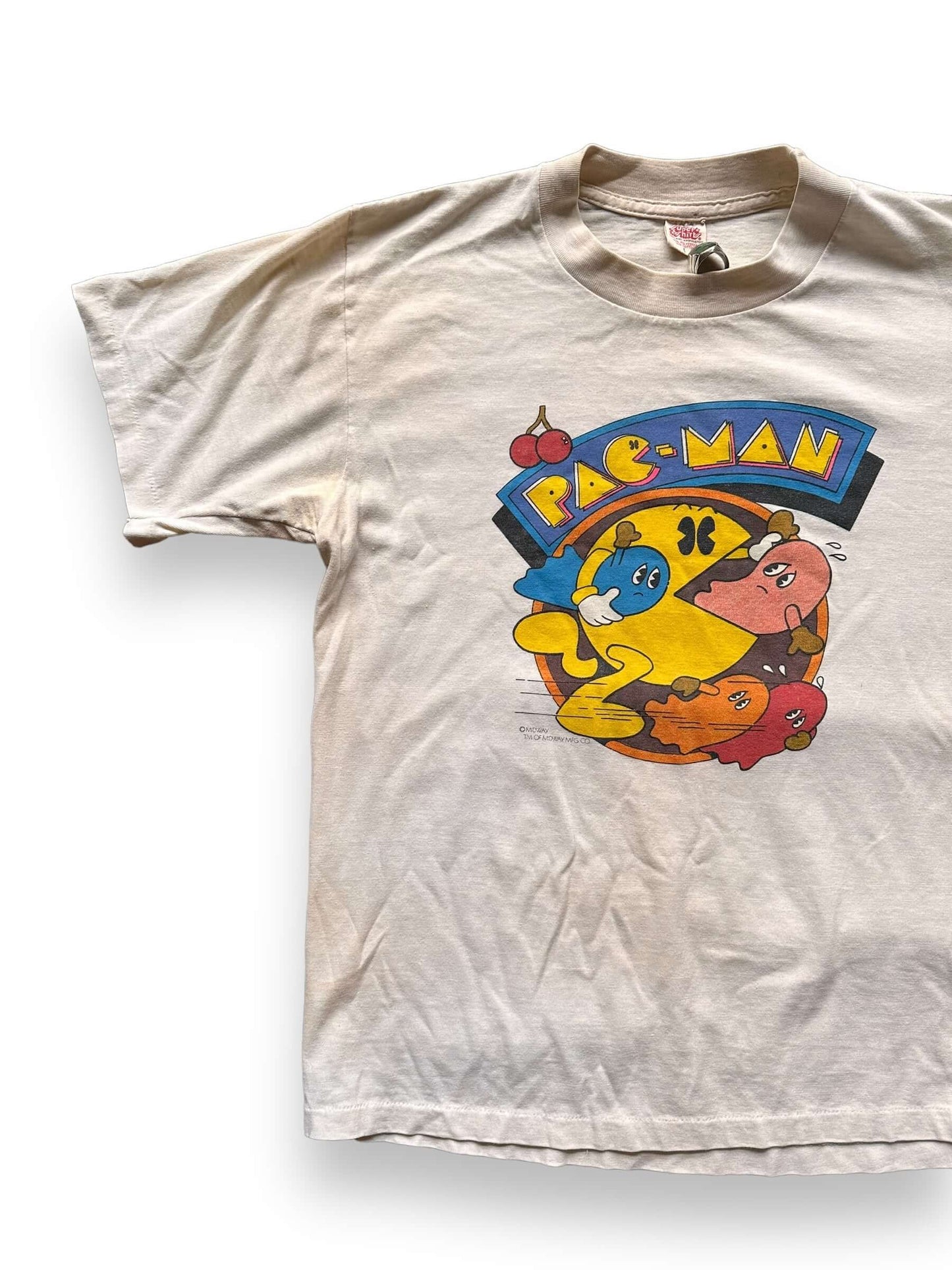 front right of Vintage Pac-Man Tee SZ L | Vintage Graphic Tee Seattle | Barn Owl Vintage