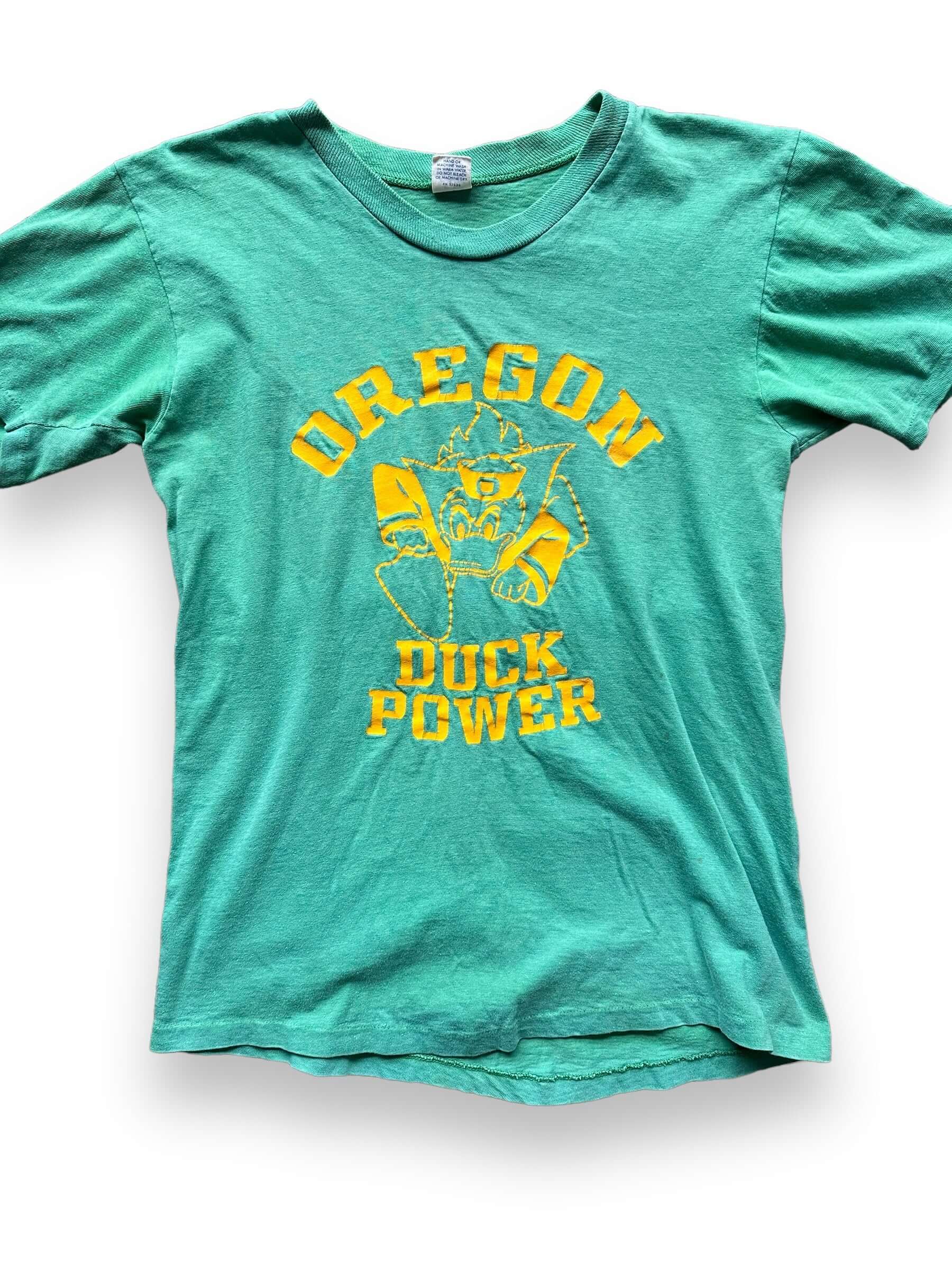 front close up of Vintage University of Oregon "Duck Power" Tee SZ M | Vintage Graphic Tee Seattle | Barn Owl Vintage