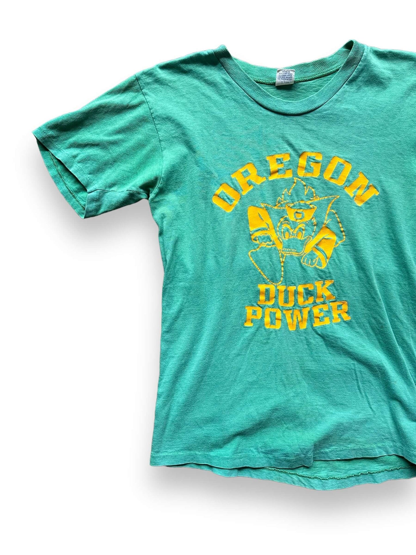 front right of Vintage University of Oregon "Duck Power" Tee SZ M | Vintage Graphic Tee Seattle | Barn Owl Vintage