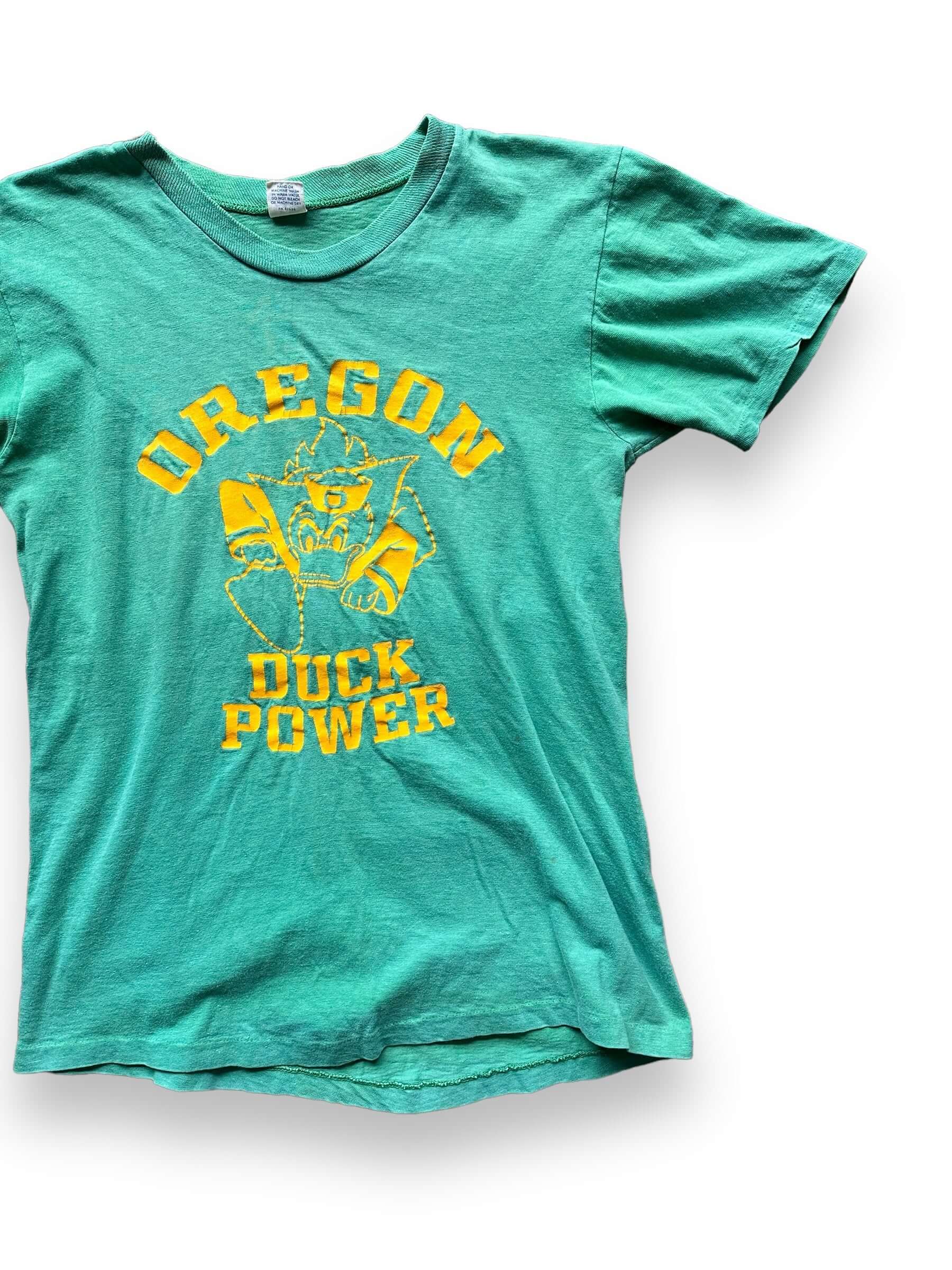 front left of Vintage University of Oregon "Duck Power" Tee SZ M | Vintage Graphic Tee Seattle | Barn Owl Vintage