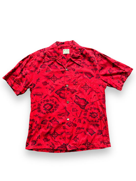 front of Vintage Ui-Maikai Red Aloha Shirt SZ L