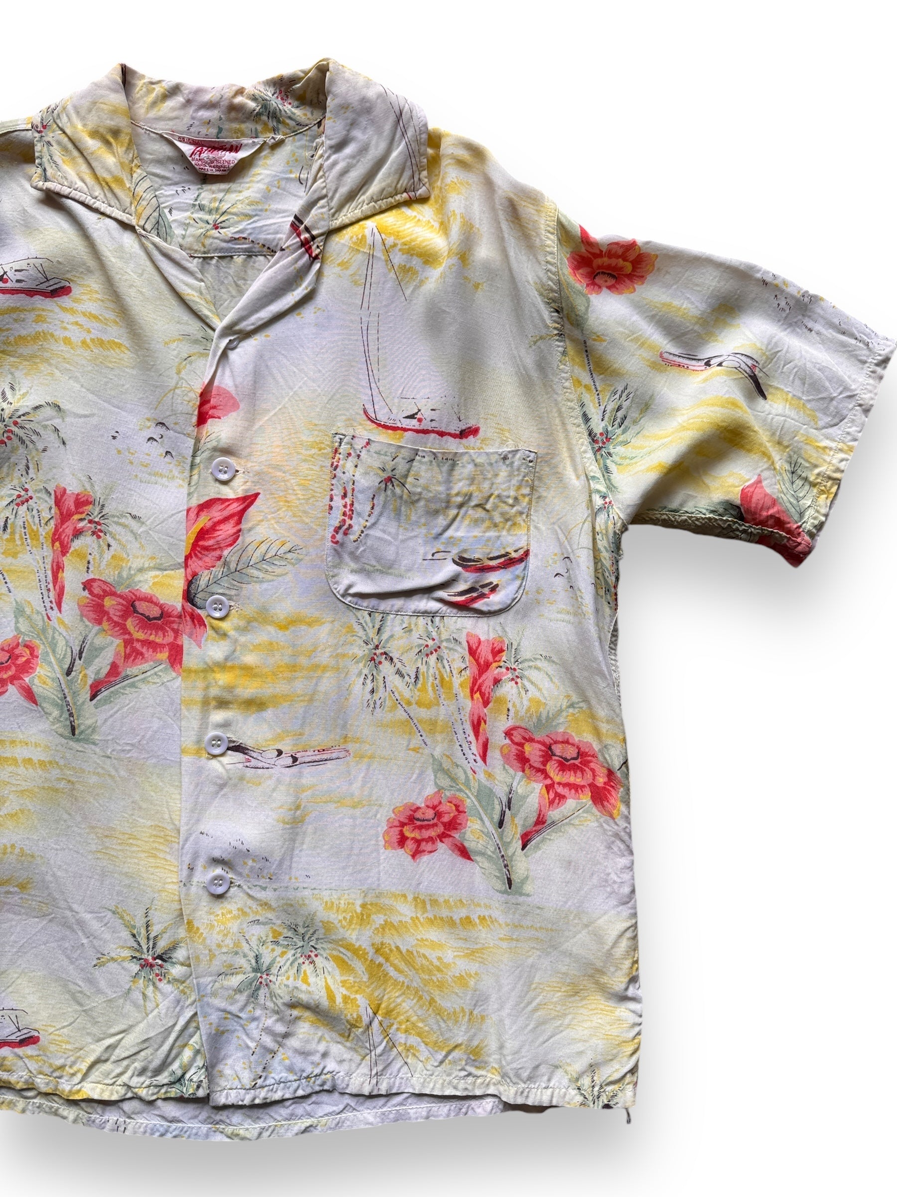 front left of Vintage Tahitian Aloha Shirt SZ L