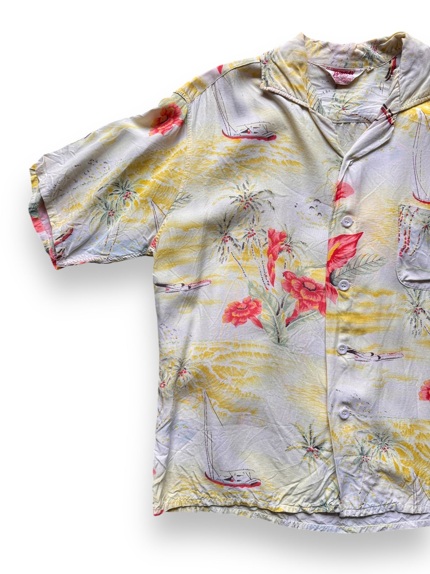 front right of Vintage Tahitian Aloha Shirt SZ L