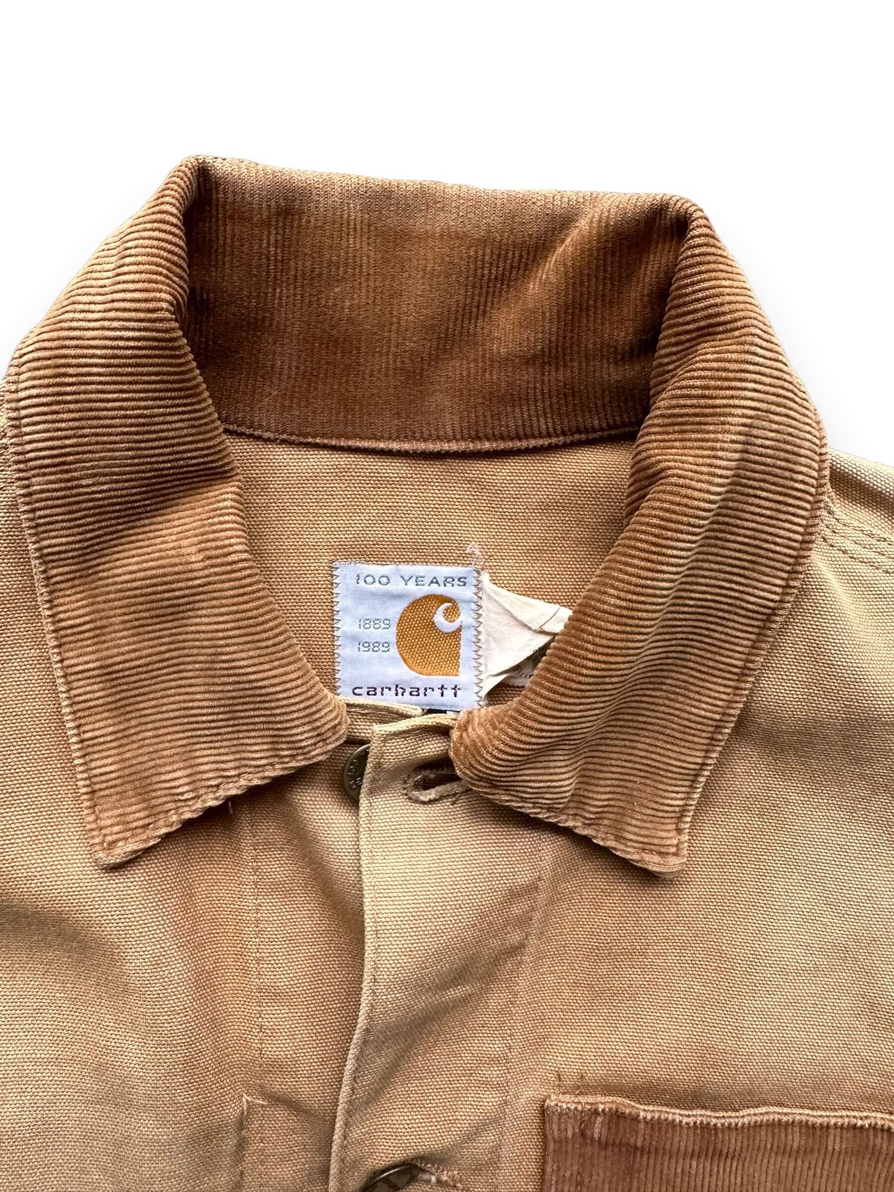 collar of Vintage Carhartt 1989 3-Pocket Chore Jacket SZ 42 | Vintage Work Jacket Seattle | Seattle Vintage Clothing