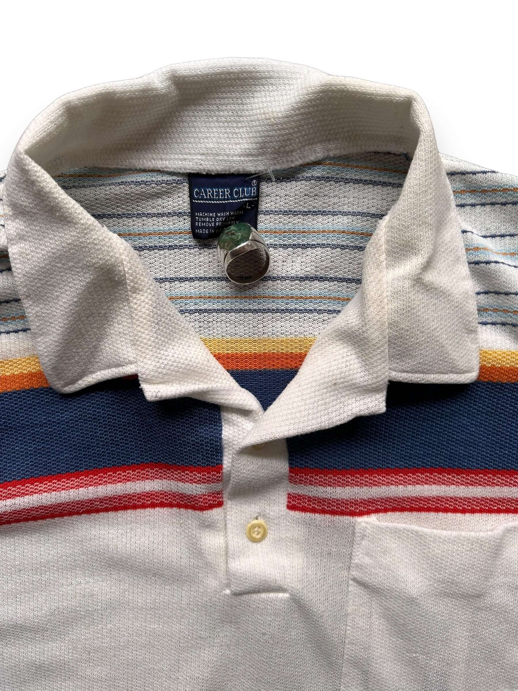 tag on Vintage Career Club Striped Polo Shirt SZ L | Vintage Polo Shirt Seattle | Barn Owl Vintage Seattle