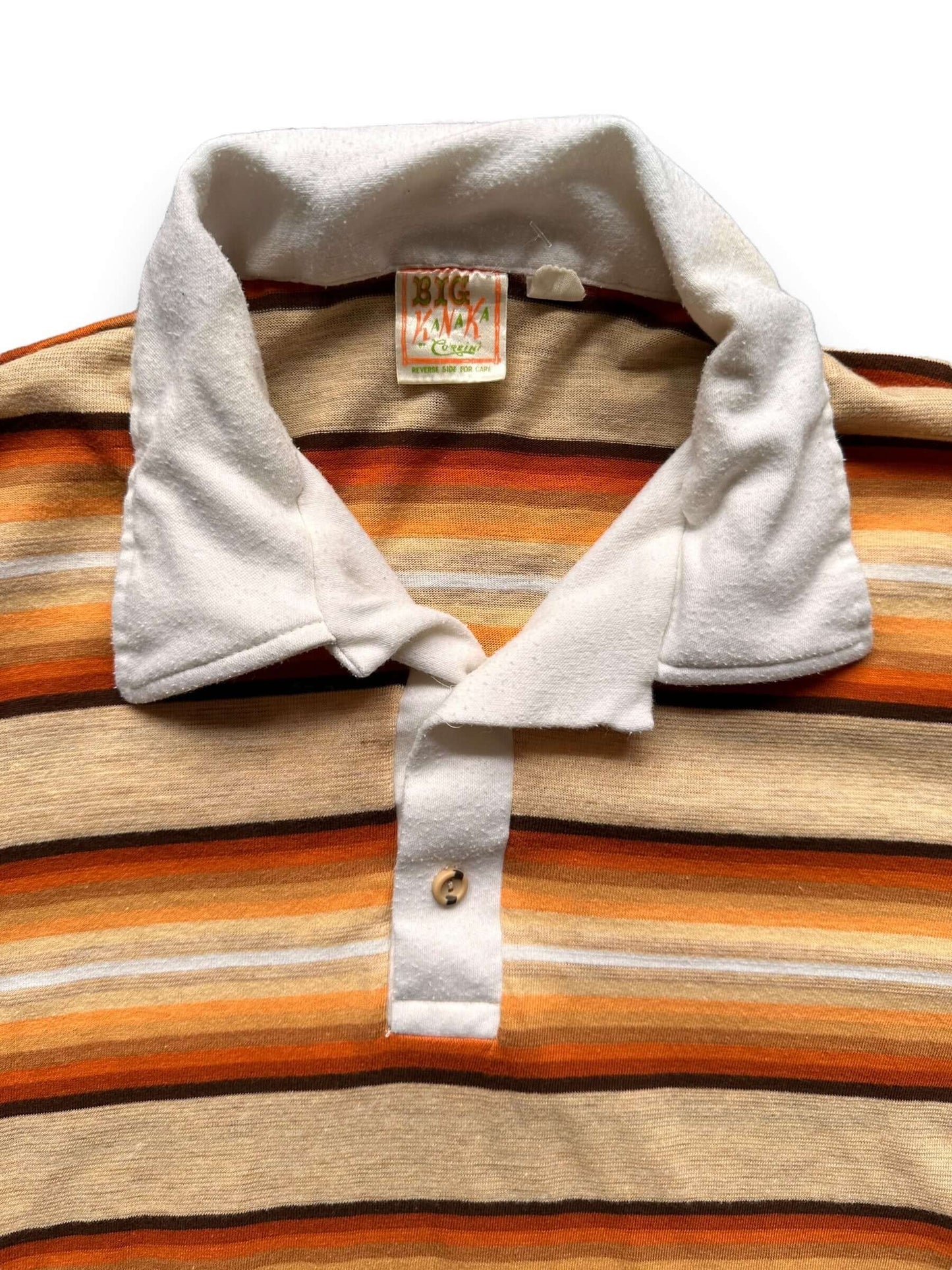 collar of Vintage Big Kanaka Striped Polo Shirt SZ XXL | Vintage Polo Shirt Seattle | Barn Owl Vintage Seattle