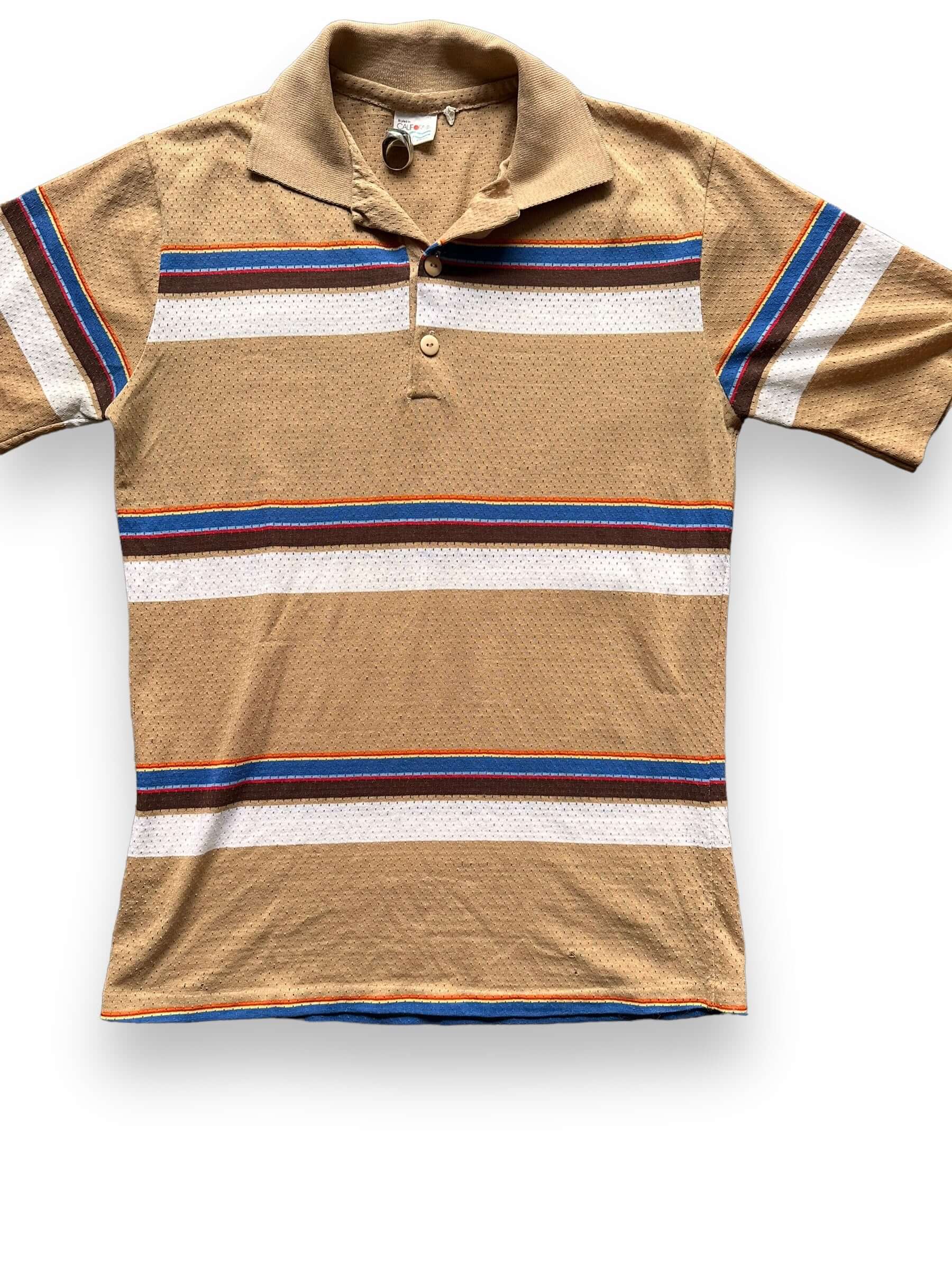 front close up of Vintage JC Penney Styled in California Striped Polo Shirt SZ L | Vintage Polo Shirt Seattle | Barn Owl Vintage Seattle