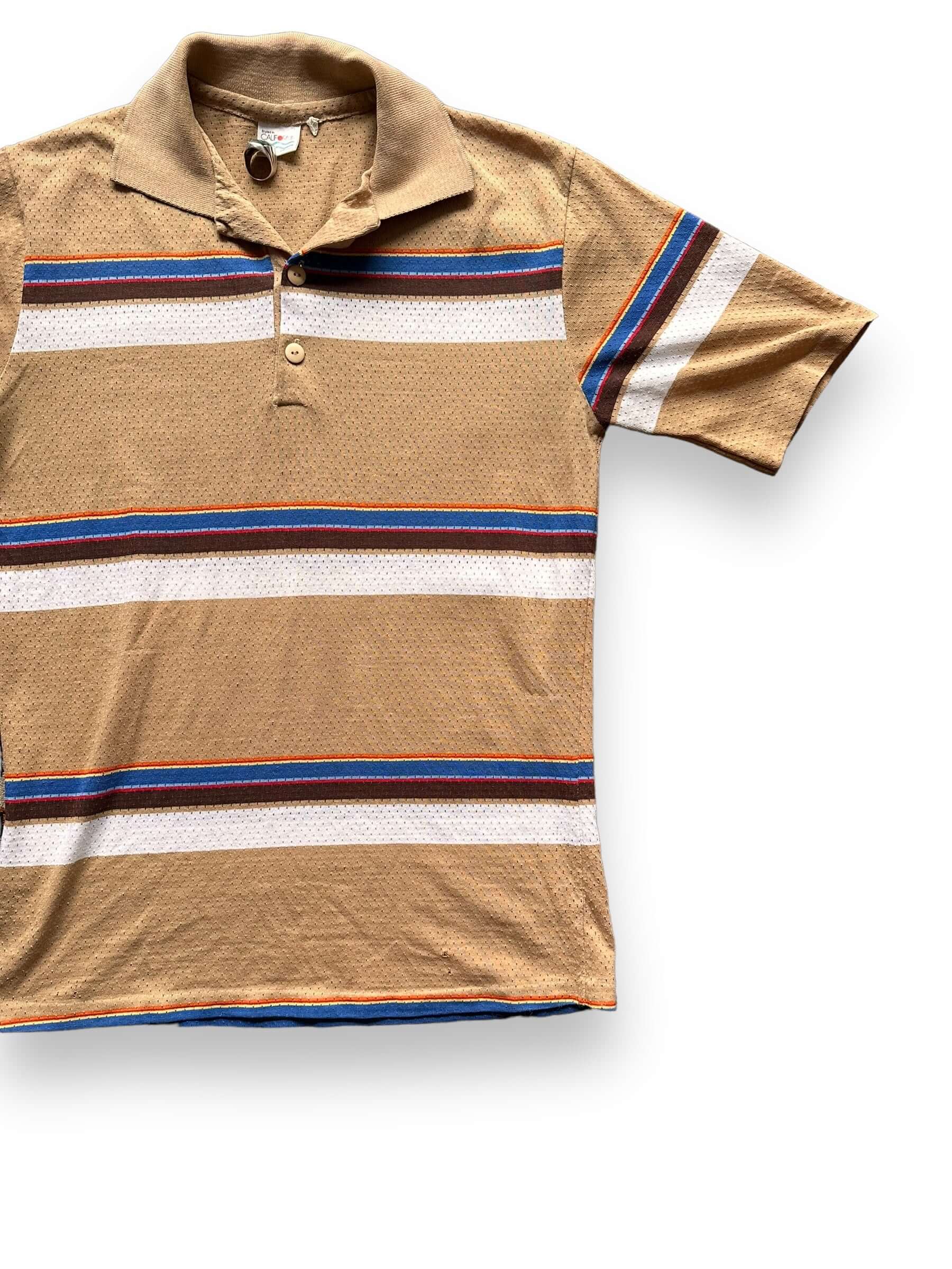 front left of Vintage JC Penney Styled in California Striped Polo Shirt SZ L | Vintage Polo Shirt Seattle | Barn Owl Vintage Seattle