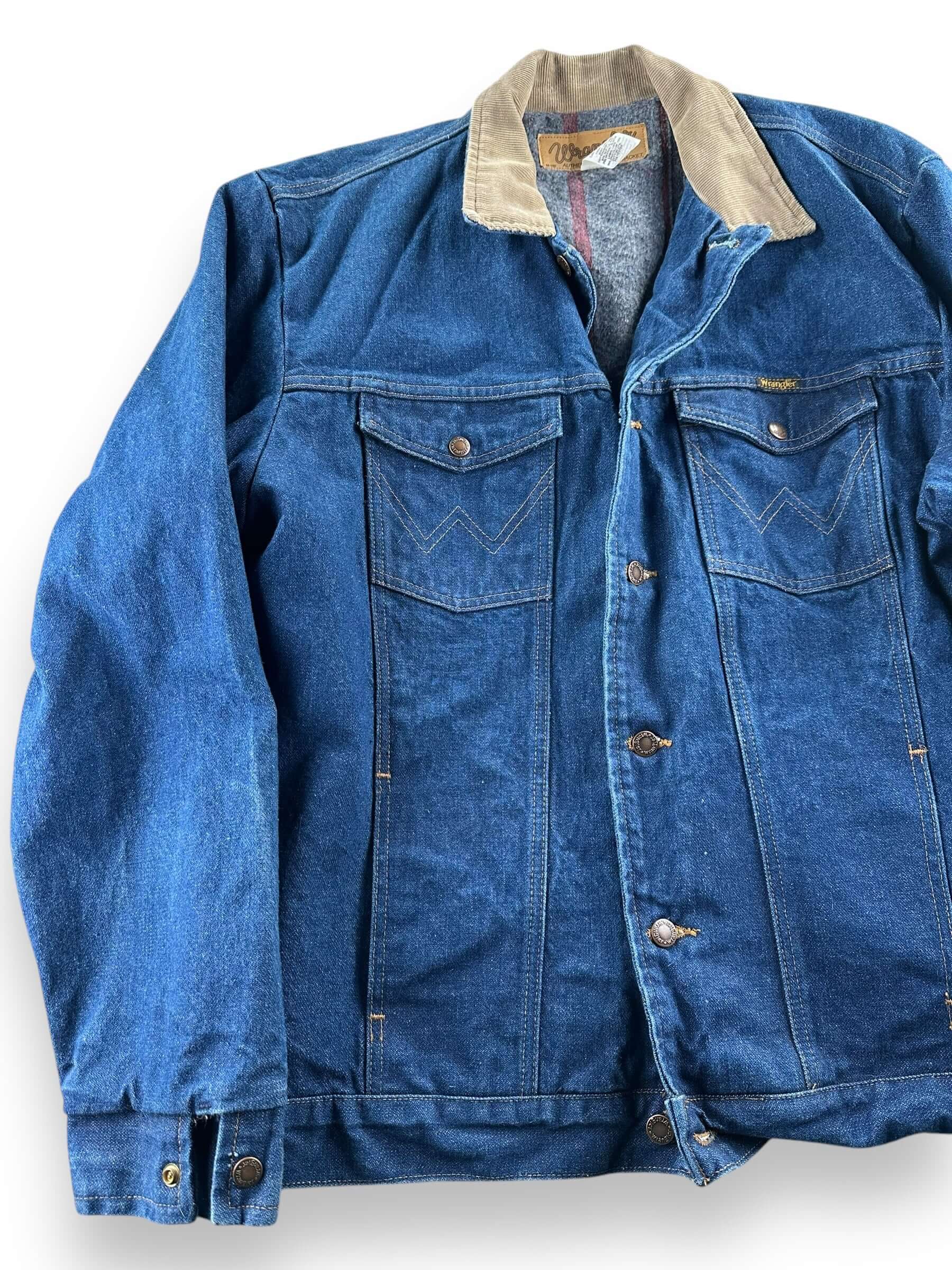 front right of Vintage Wrangler Blanket-Lined M-159 Denim Jacket SZ 48L