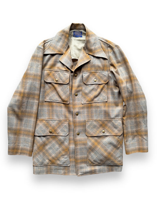 front of Vintage Pendleton Tan Plaid Jacket SZ M