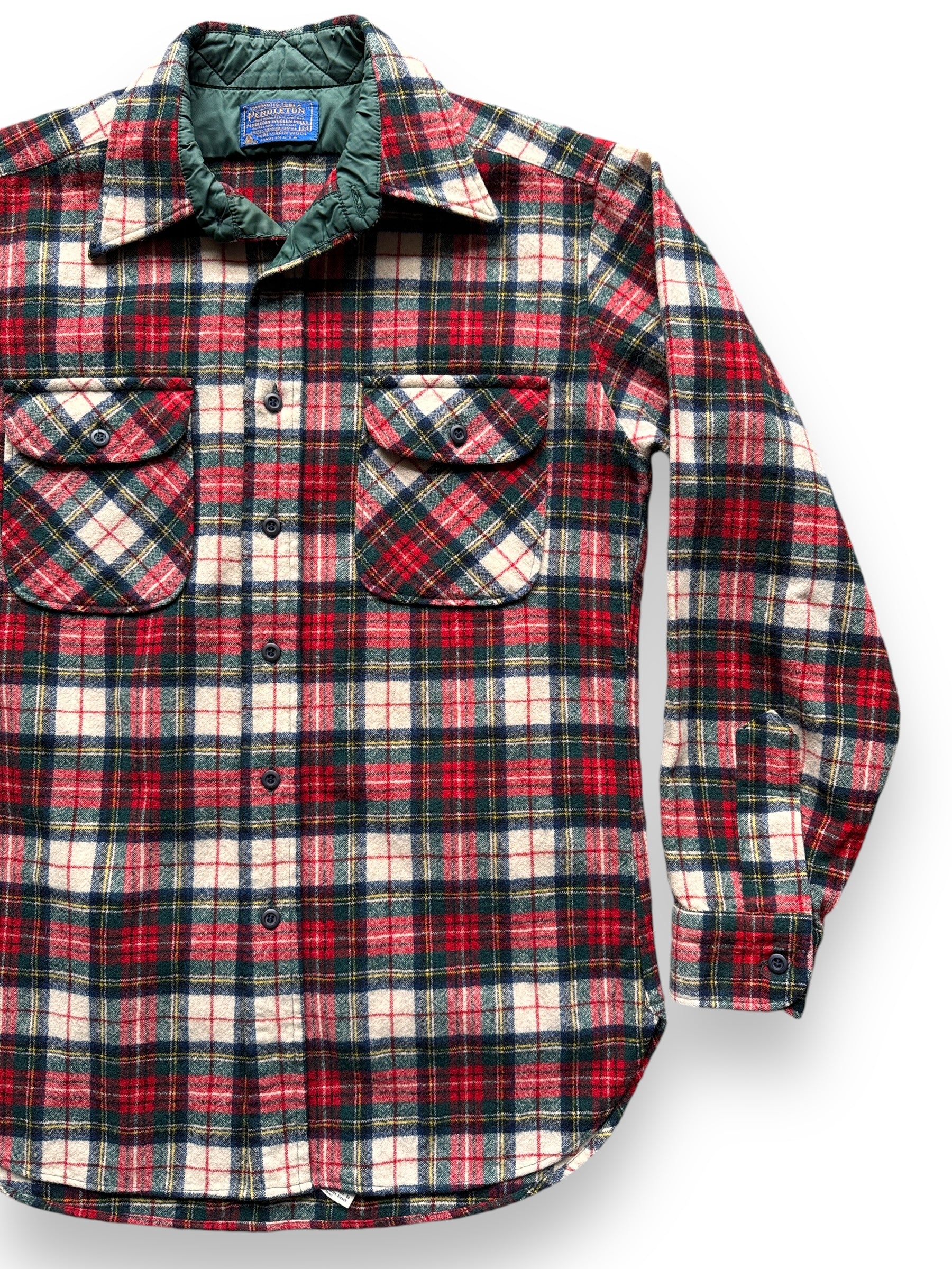 front right of Vintage Pendleton Red/Green Wool Flannel SZ M