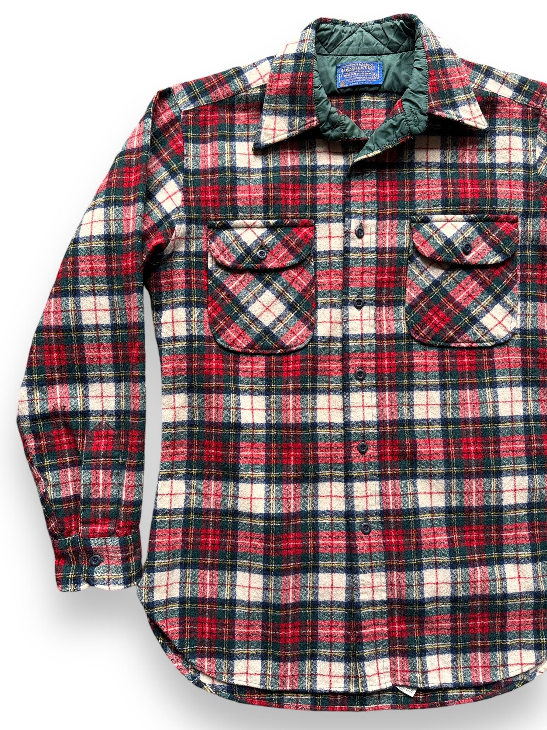 front right of Vintage Pendleton Red/Green Wool Flannel SZ M