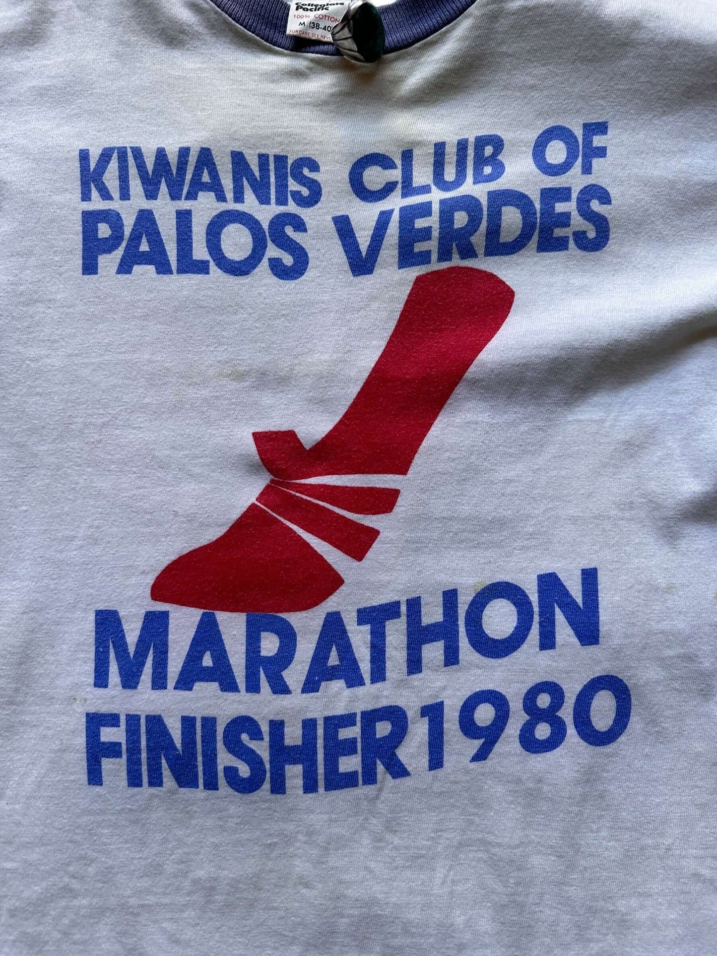 front graphic of Vintage Kiwani Marathon Souvenir Ringer Tee SZ M