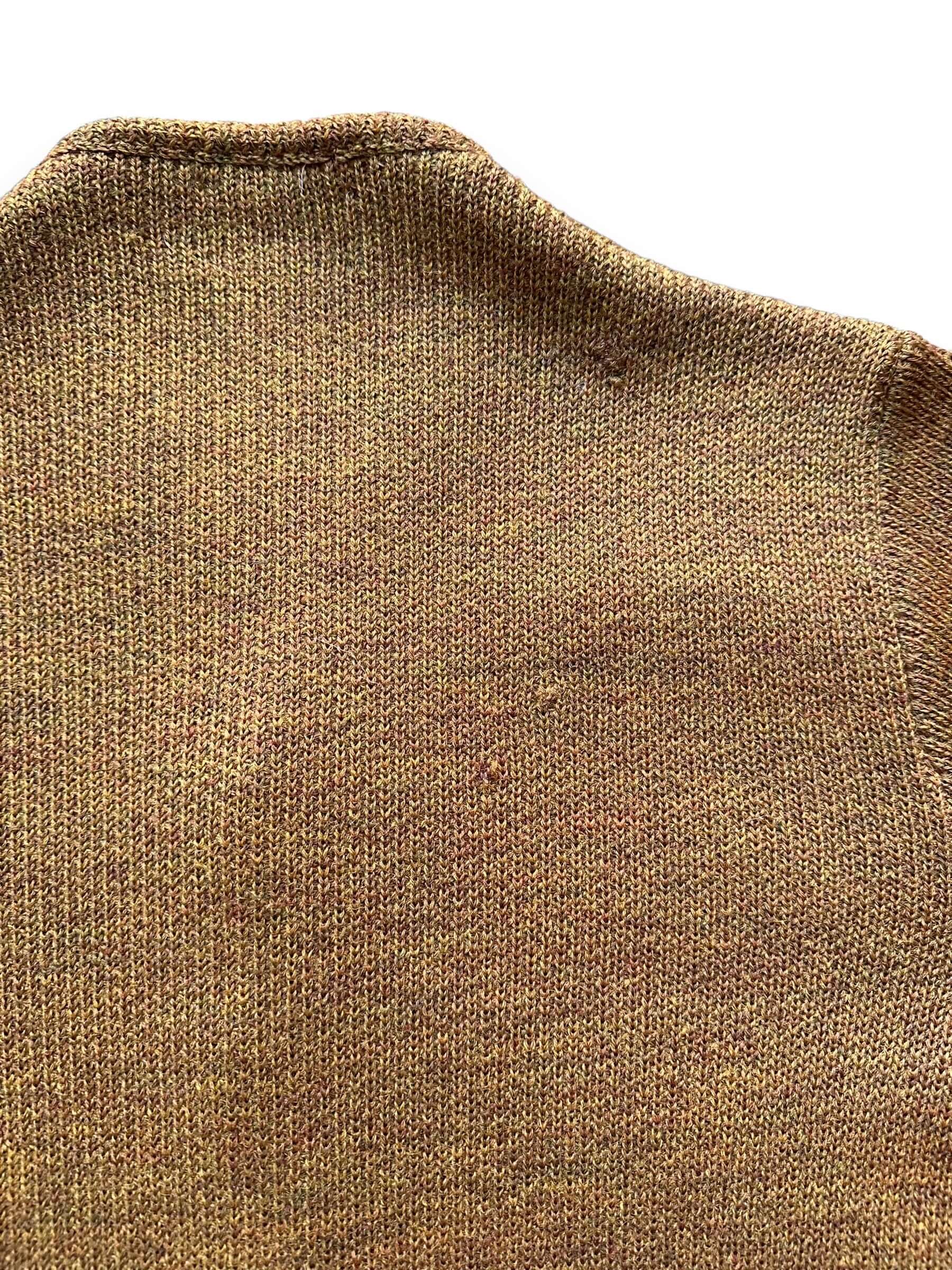 small holes on back of Vintage 1950s Columbia Knit Thunderbird Gold Wool Cardigan SZ S