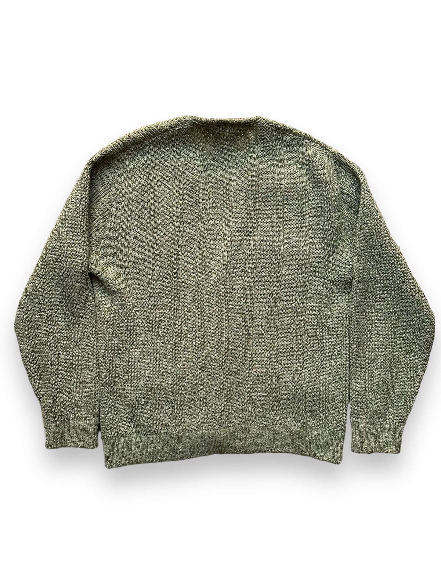 back of Vintage 1960s Puritan Olive Green Wool Cardigan SZ L