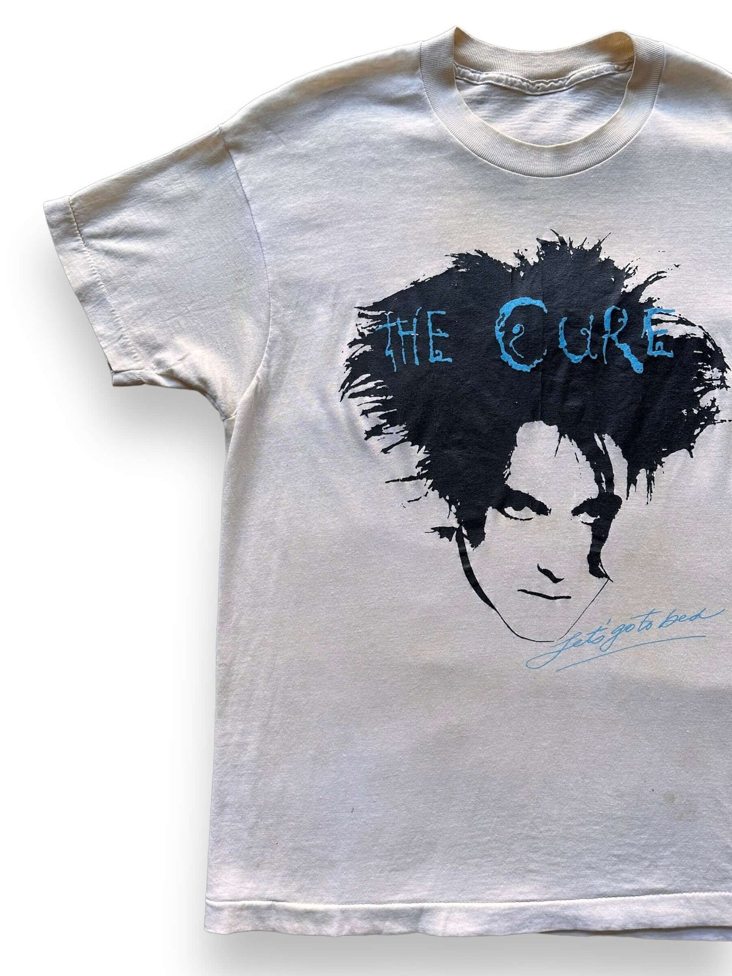 front right of Vintage 80s The Cure "Let's Go to Bed" Band Tee Shirt SZ M