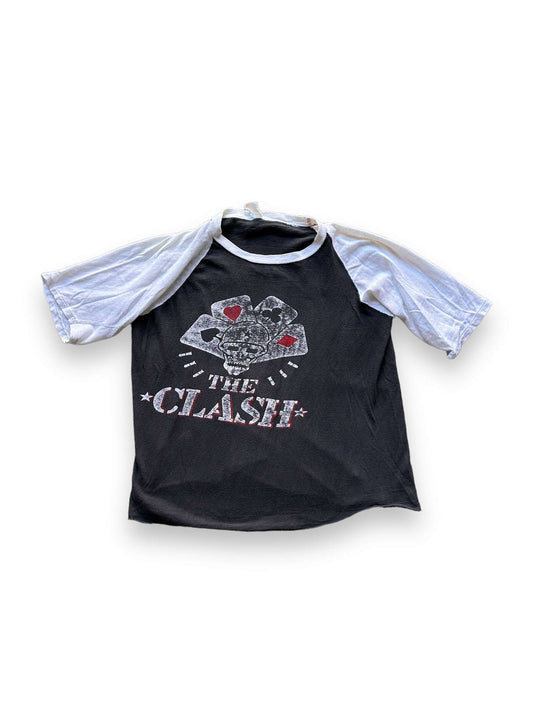 front of Vintage 1982 The Clash "Combat Rock" Raglan Band Tee Shirt SZ S