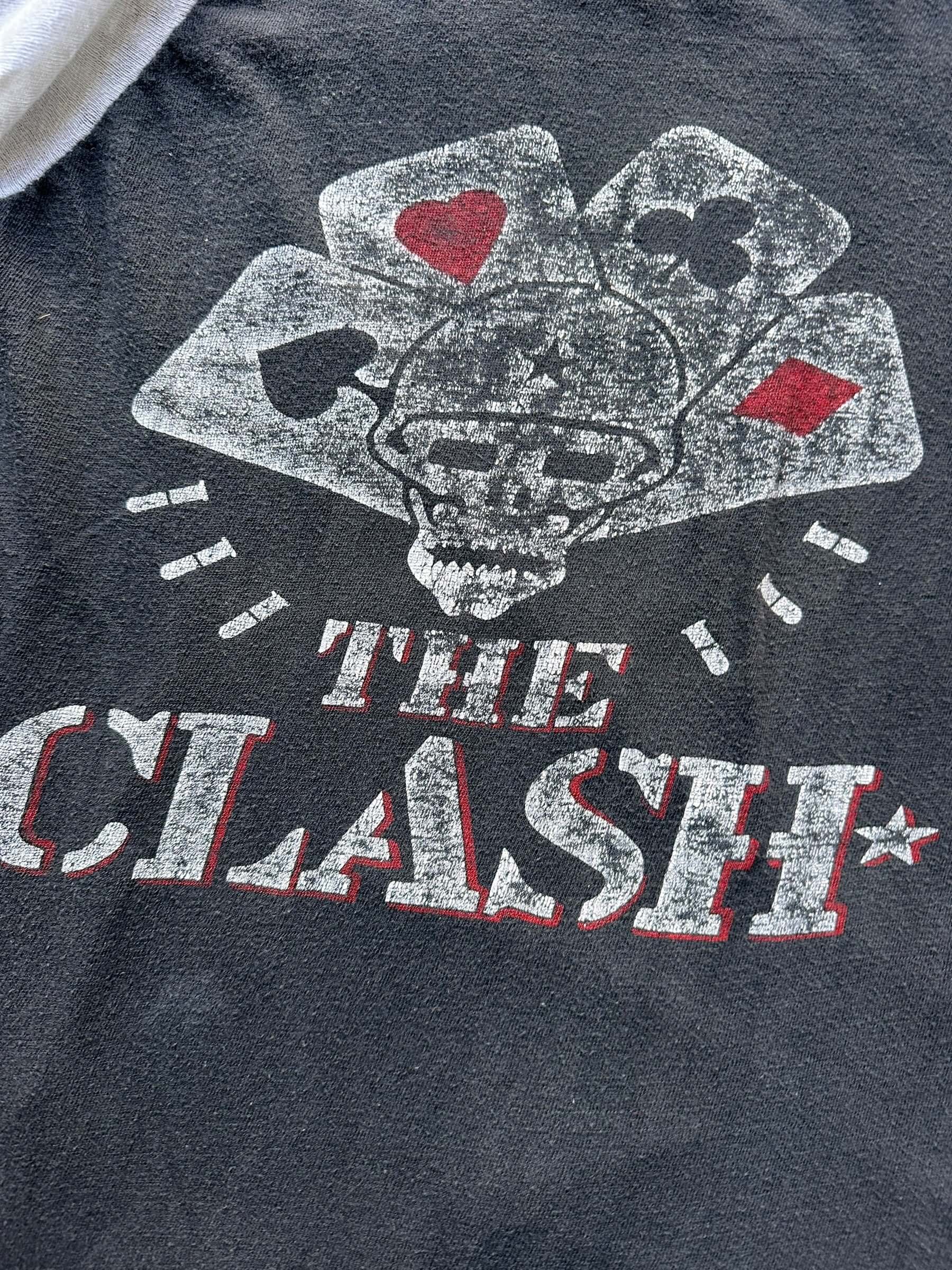 front graphic of Vintage 1982 The Clash "Combat Rock" Raglan Band Tee Shirt SZ S