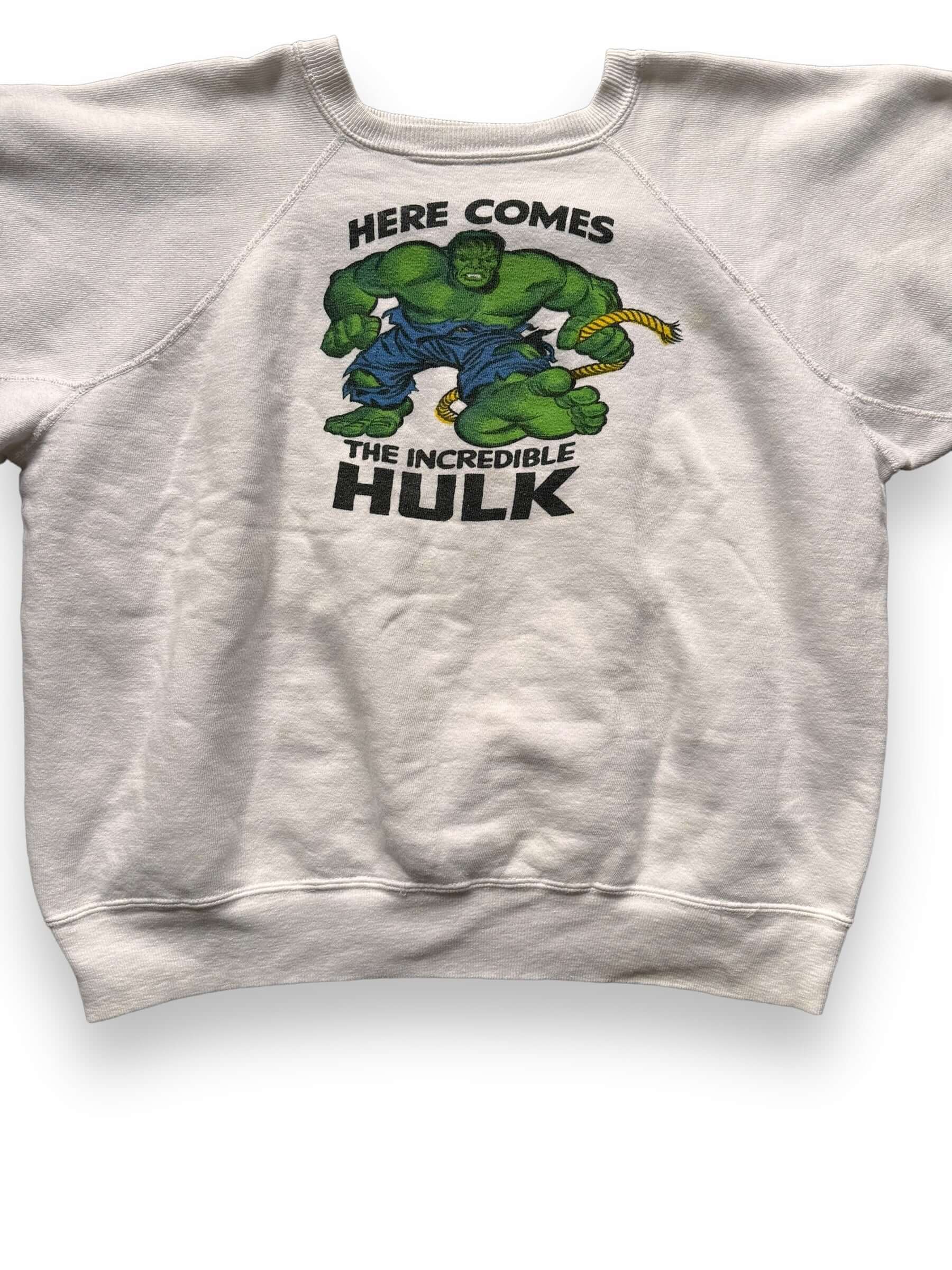 front close up of Vintage Incredible Hulk Short Sleeve Crewneck Sweatshirt SZ M