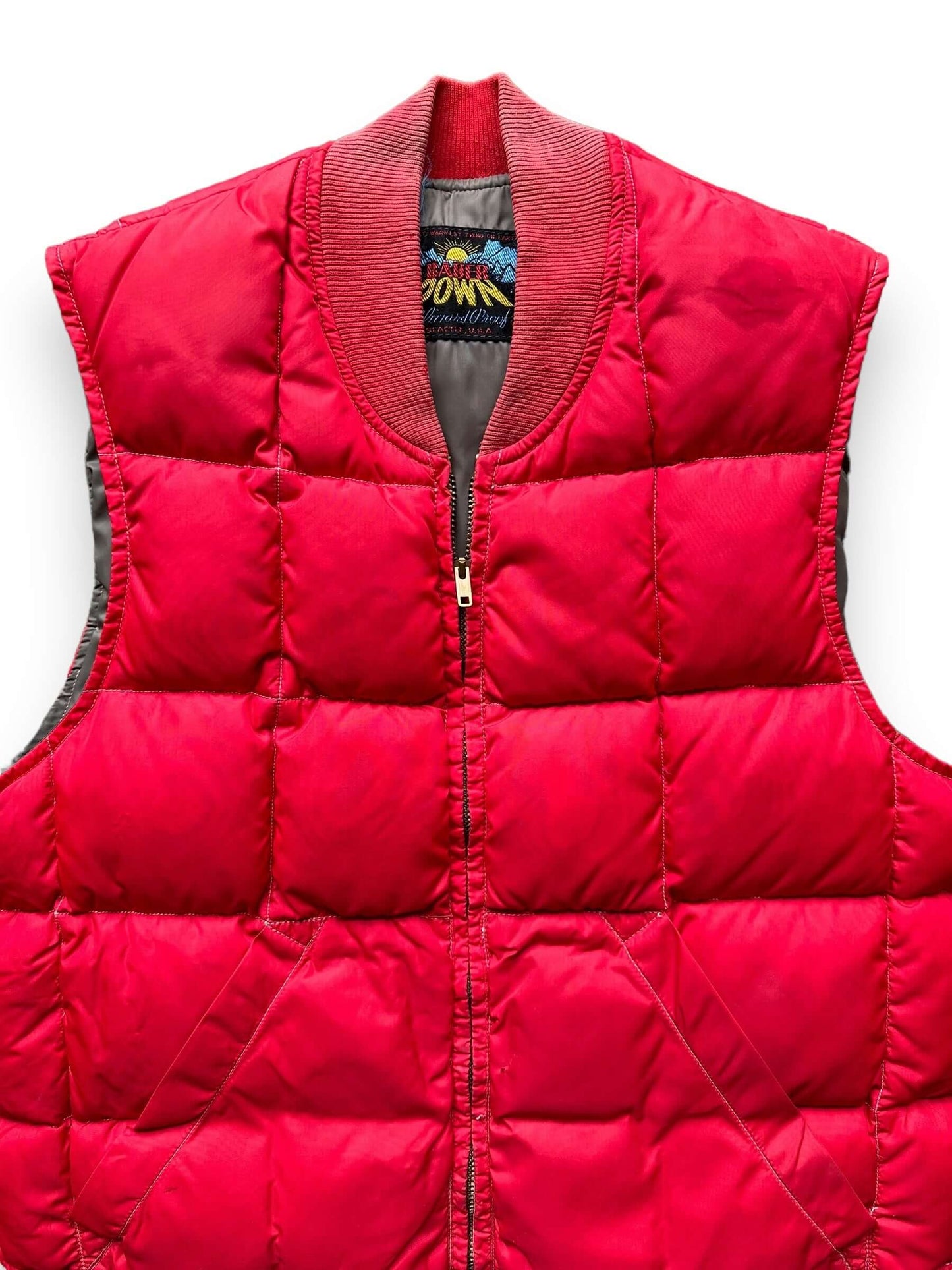 Front Detail on Vintage Eddie Bauer Blizzard Proof Down Vest SZ M