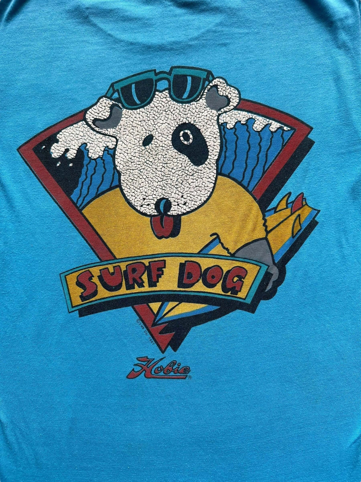 back graphic on Vintage Hobie Surf Dog Tee SZ XS