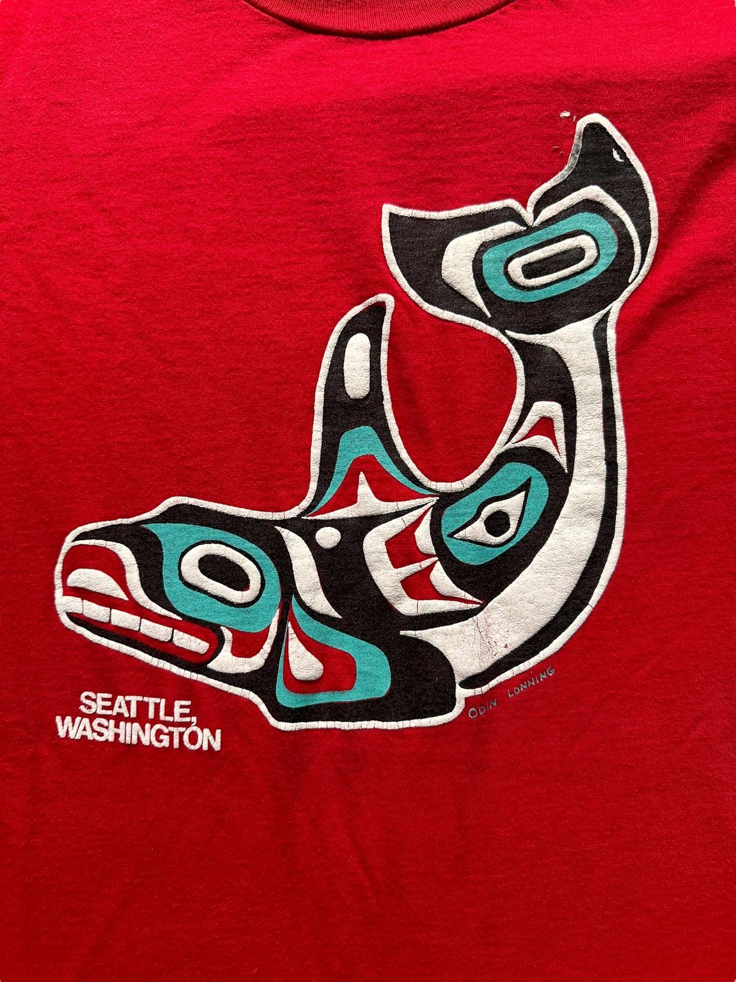 front graphic on Vintage Seattle Odin Lonning Tee SZ M