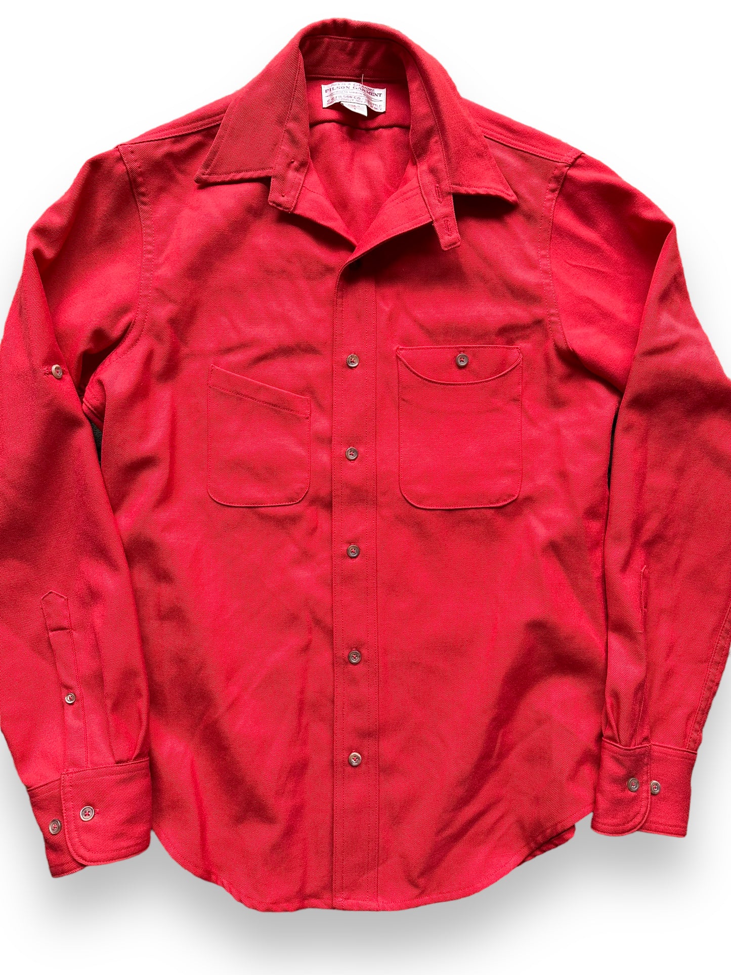 Front Detail of Filson Merino Wool Red Scout Shirt |  Barn Owl Vintage Goods | Vintage Filson Workwear Seattle
