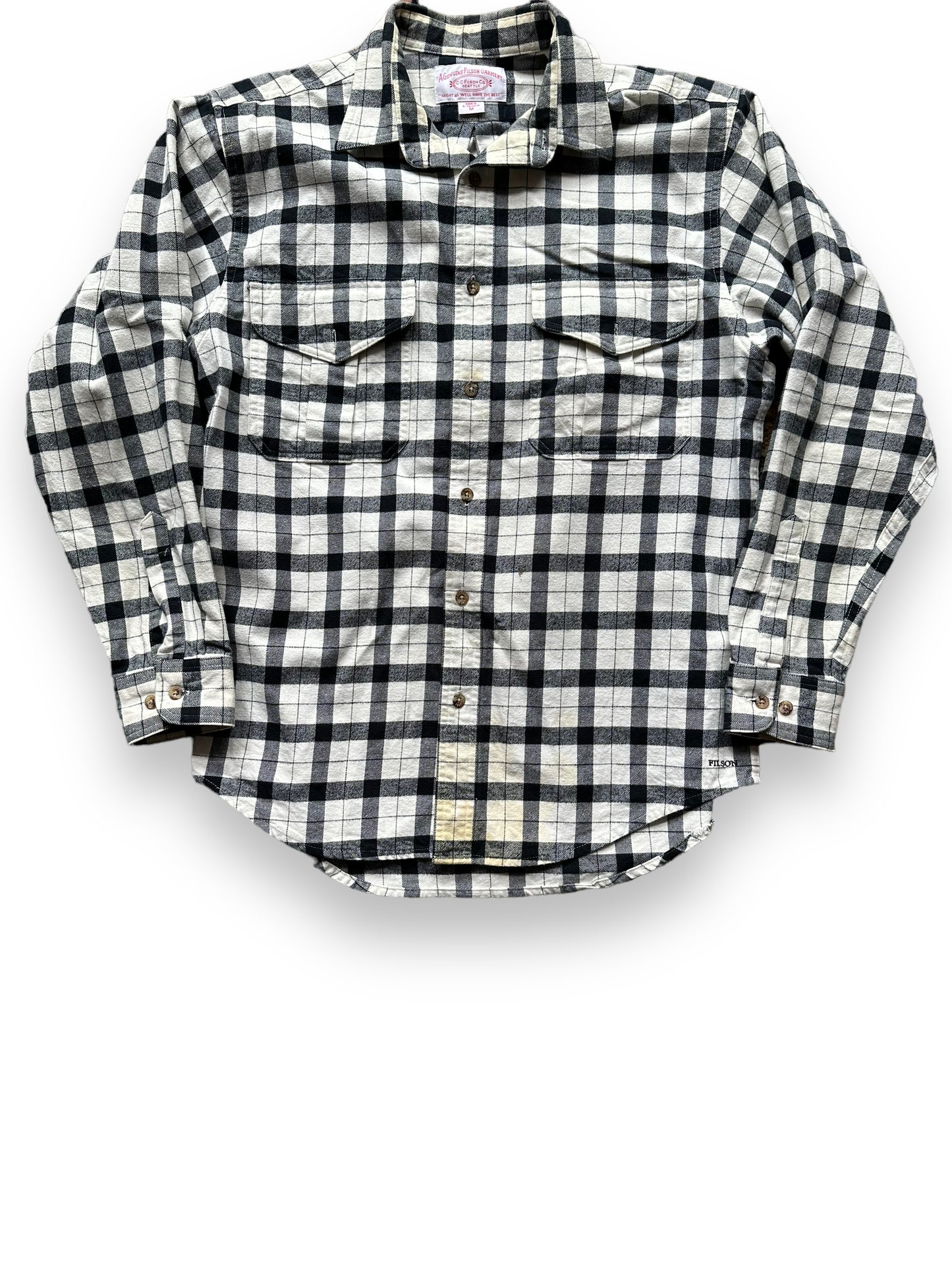 Front of Filson Black and White Guide Shirt |  Barn Owl Vintage Goods | Vintage Filson Workwear Seattle