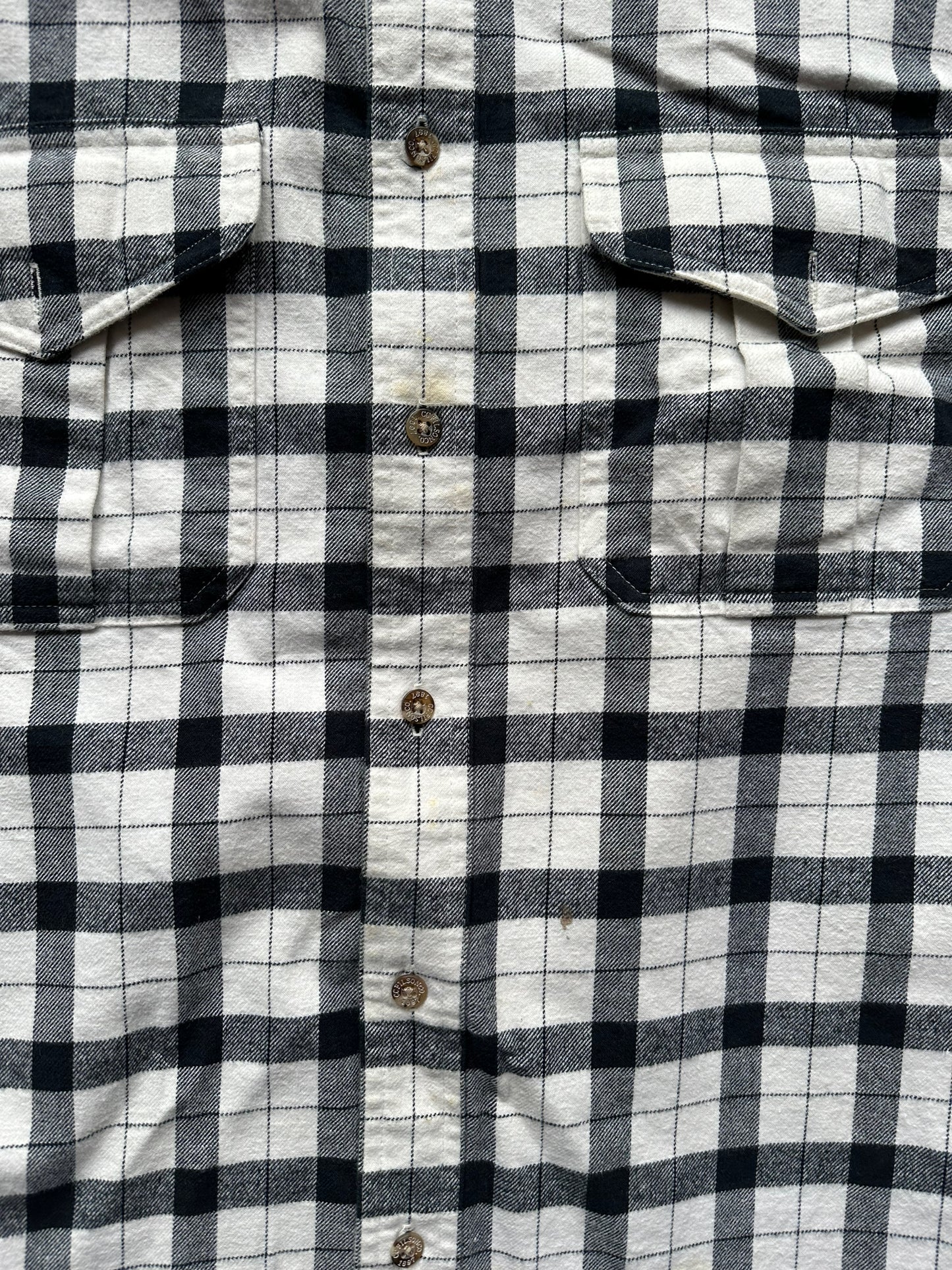 Bottons of Filson Black and White Guide Shirt |  Barn Owl Vintage Goods | Vintage Filson Workwear Seattle