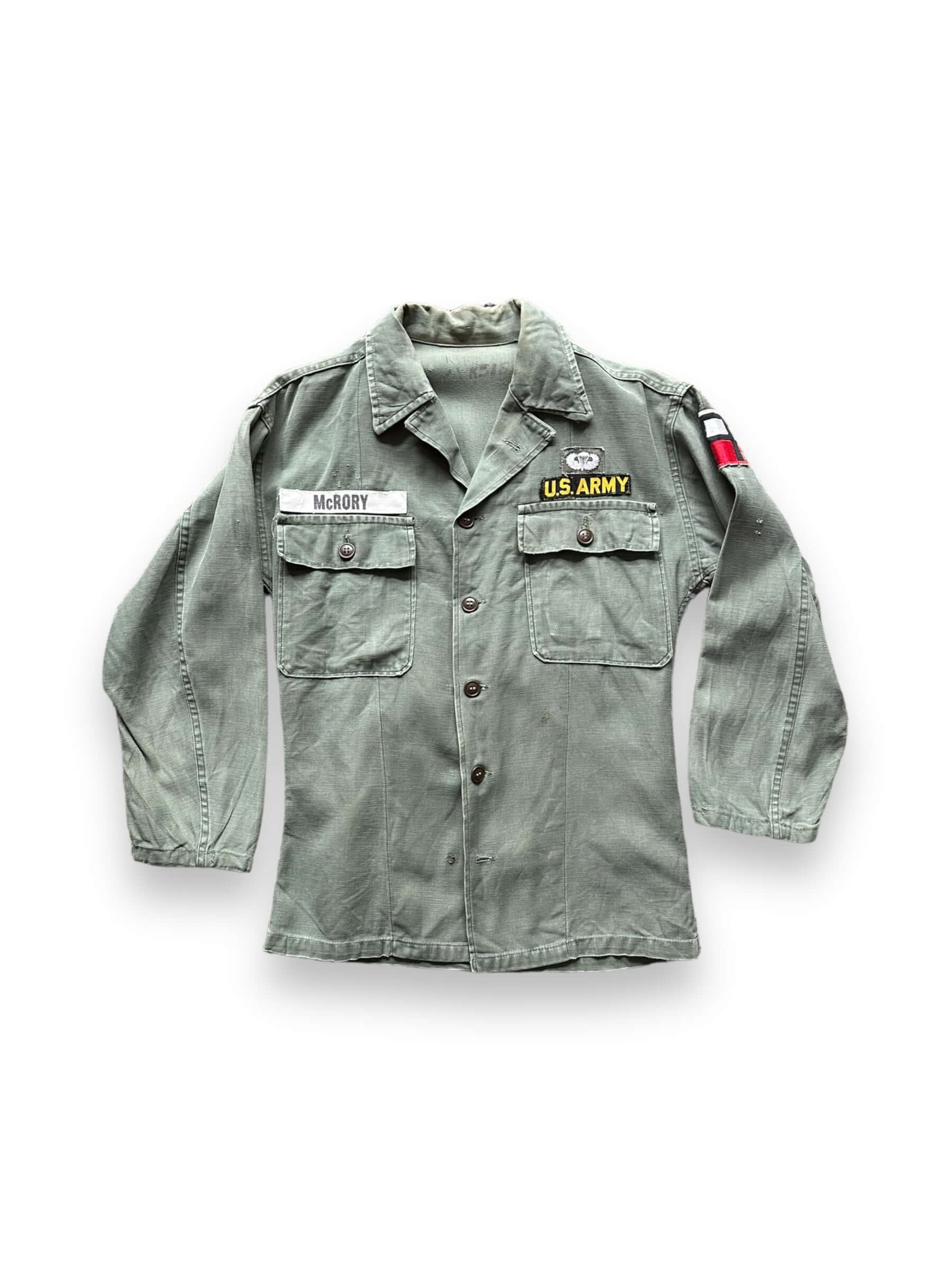 front of Vintage Korean War Era Airborne OG-107 Top SZ S