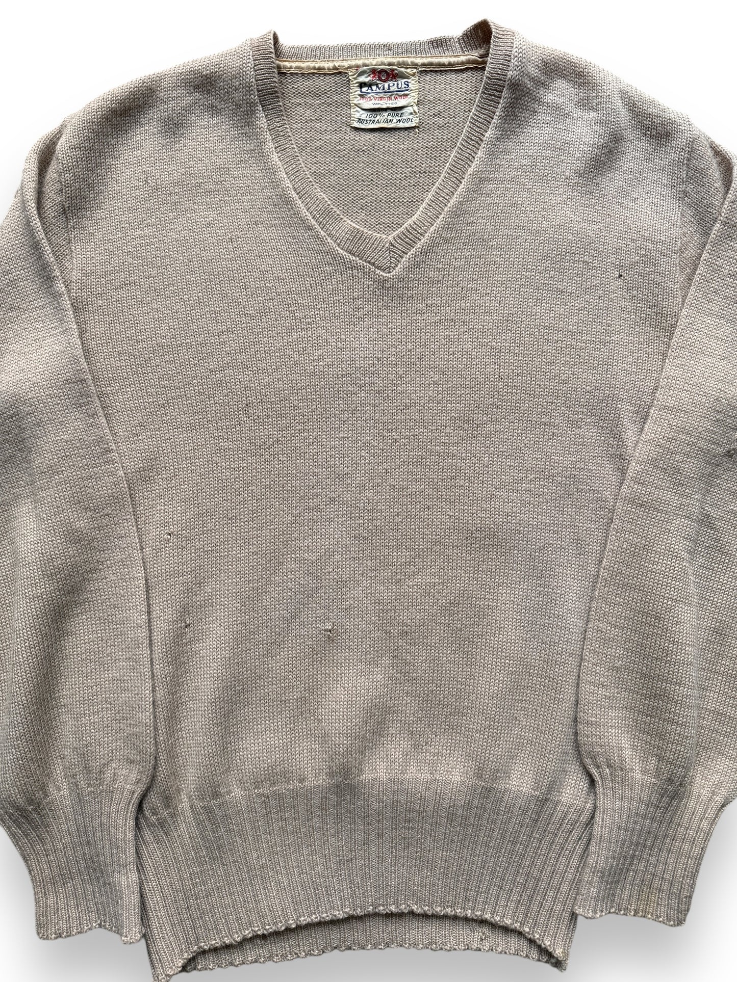 front close up of Vintage Campus V-Neck Knit Sweater SZ M