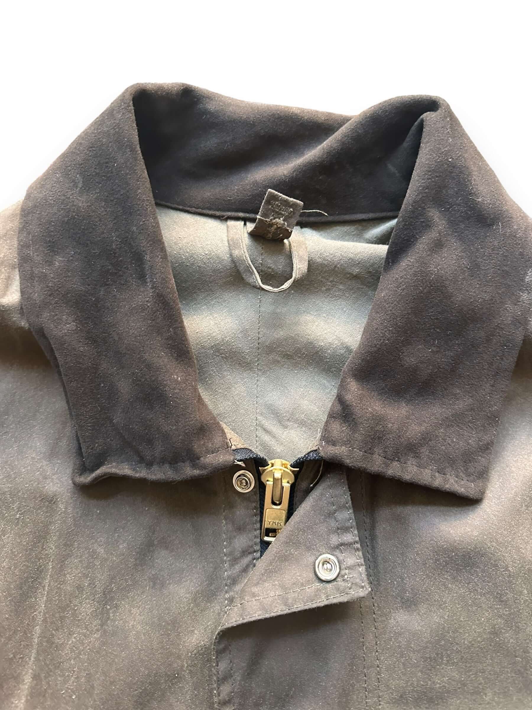 collar close up of Vintage Filson Tin Cloth Field Jacket SZ XXXL