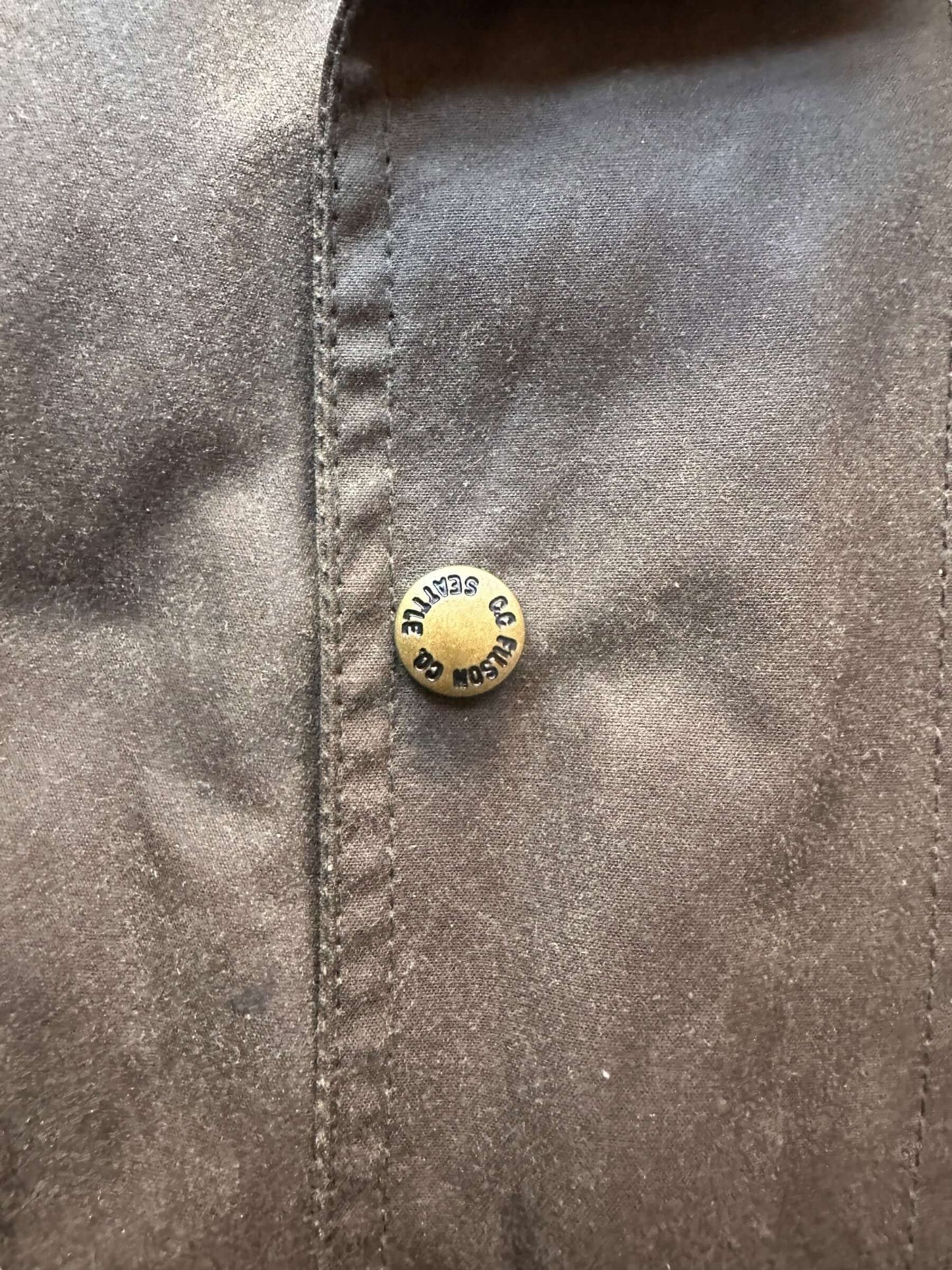 button snaps on Vintage Filson Tin Cloth Field Jacket SZ XXXL