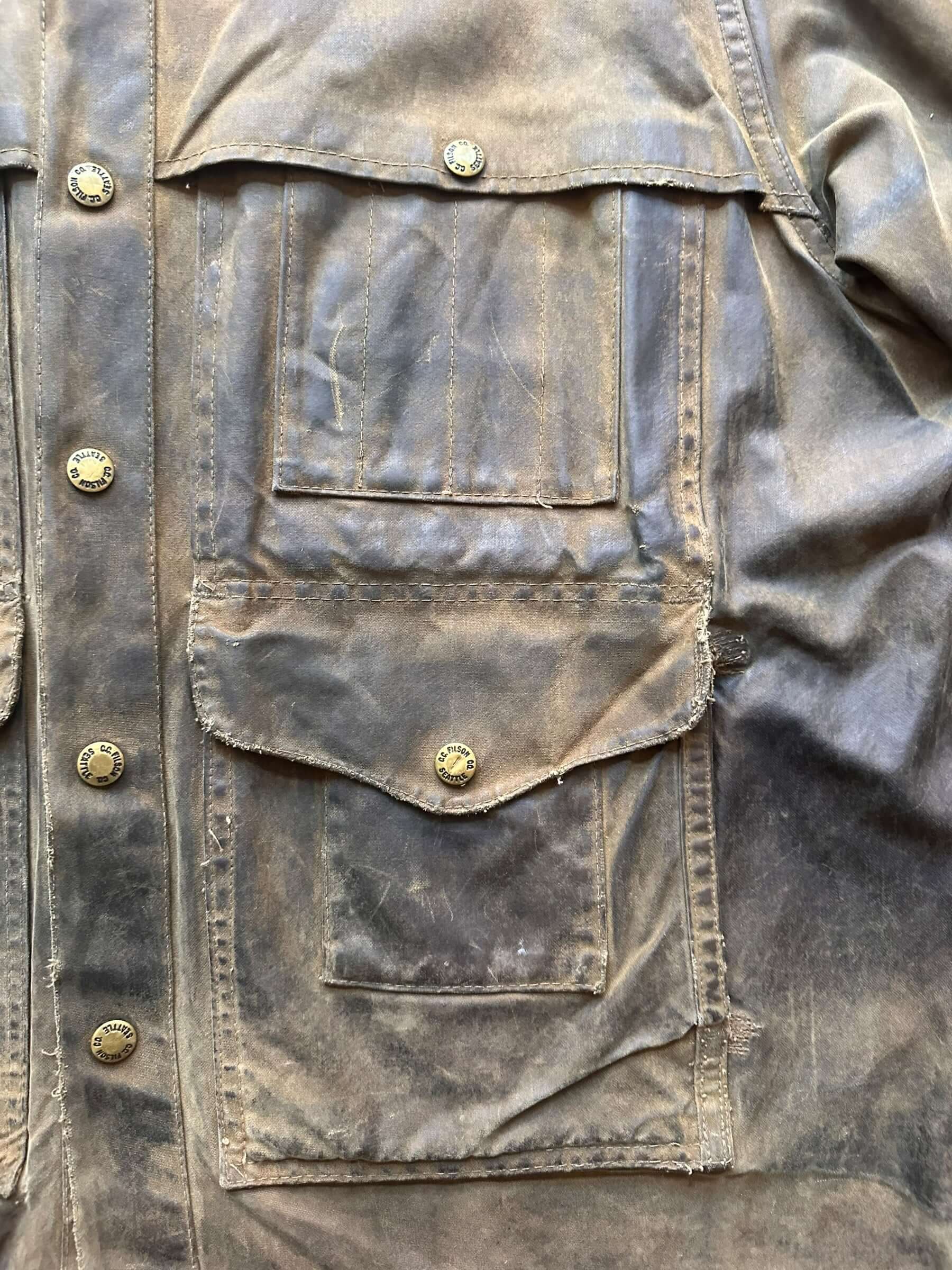 Repairs to Front Left Pockets on Distressed & Repaired Filson Tin Cloth Cruiser Size XL