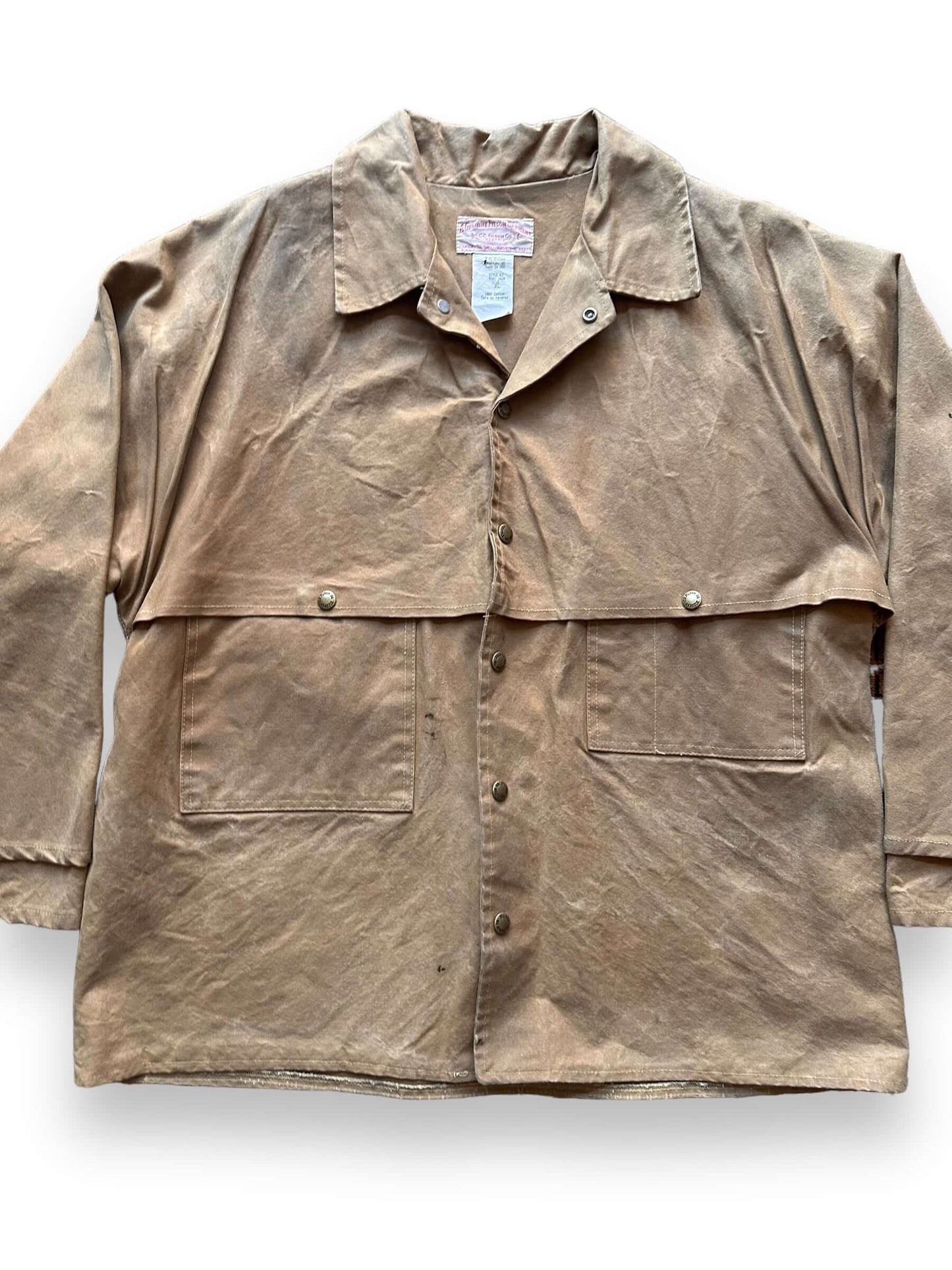 Front Detail on Vintage Filson Double Logger Tin Cloth Jacket SZ XL