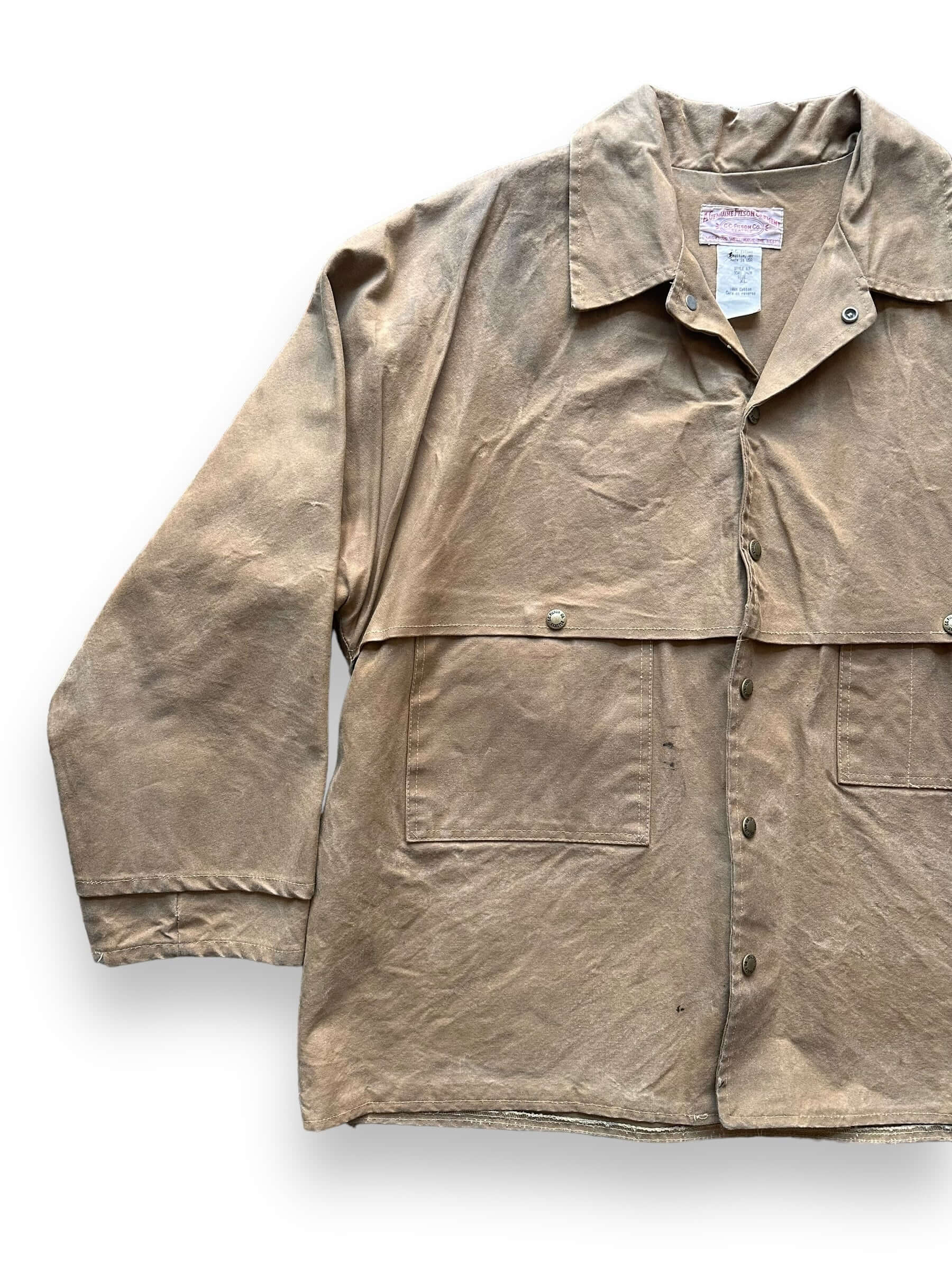 Front Right View of Vintage Filson Double Logger Tin Cloth Jacket SZ XL