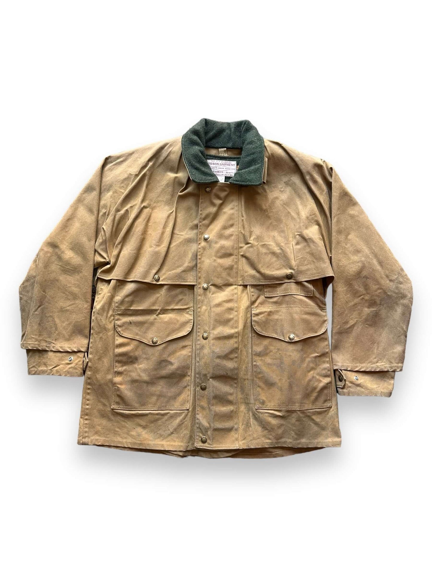 Front View of Vintage Filson Tin Cloth Packer Jacket w/ Liner SZ 40