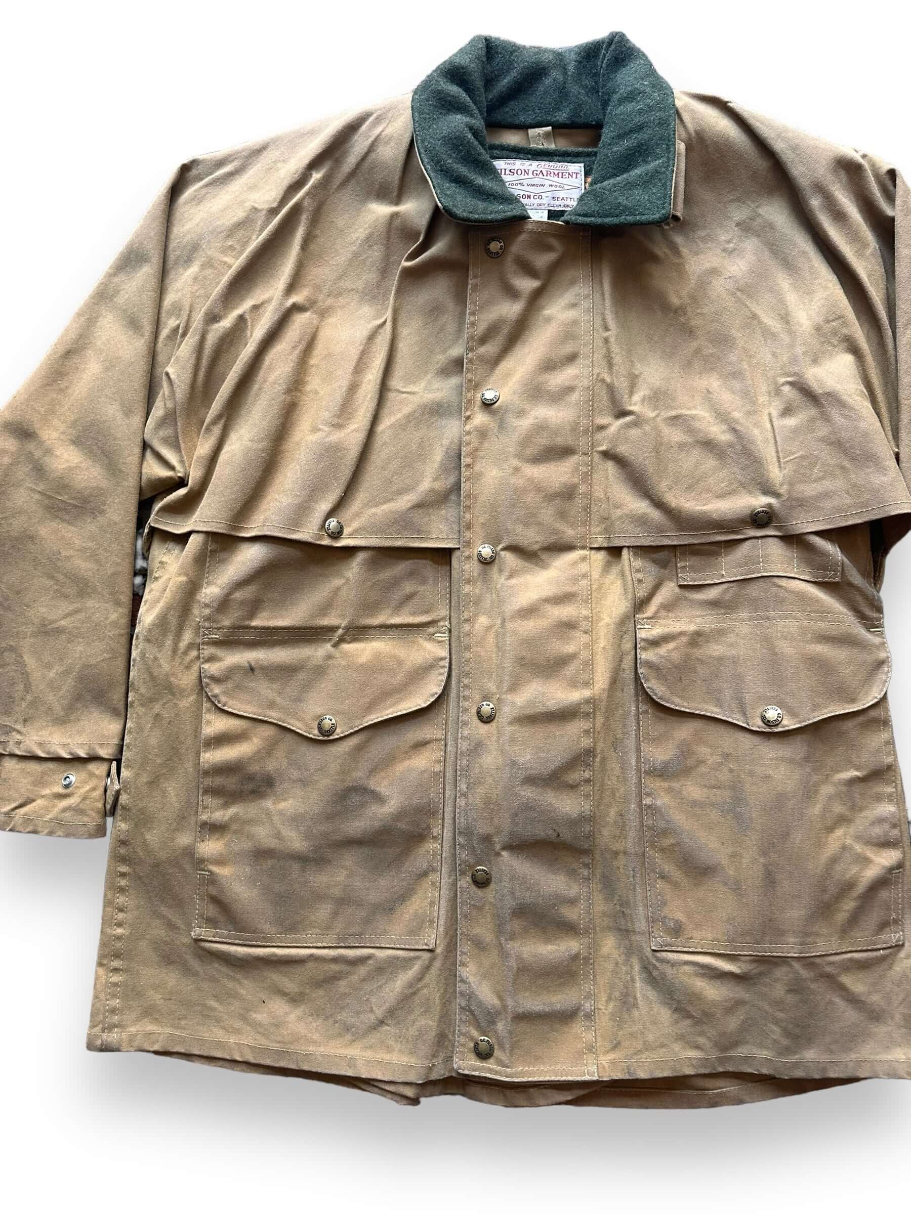 Front Detail of Vintage Filson Tin Cloth Packer Jacket w/ Liner SZ 40