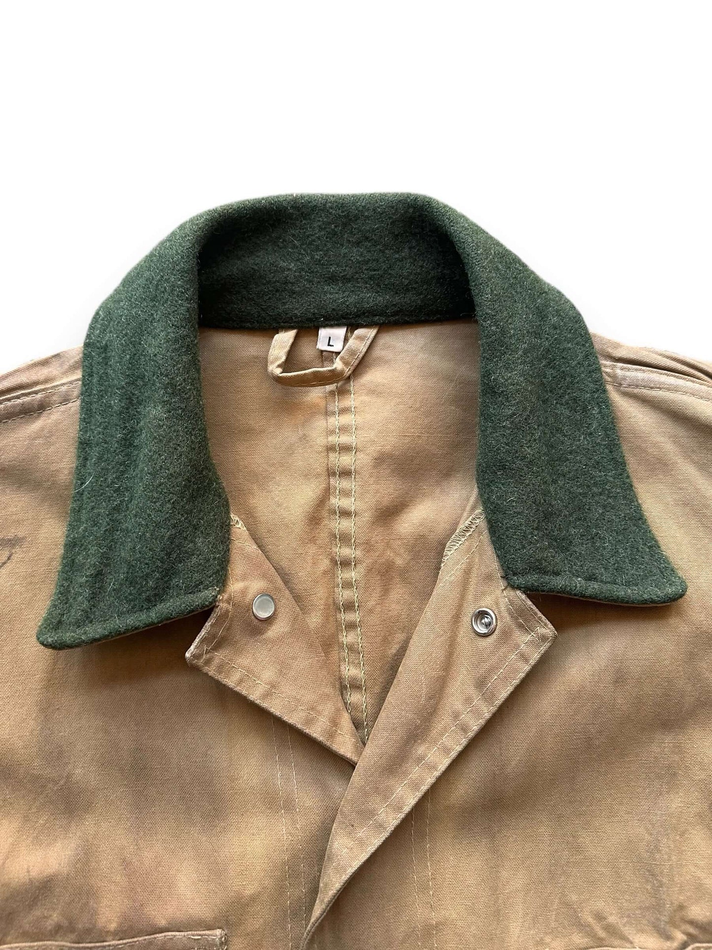 Collar View of Vintage Filson Tin Cloth Jacket SZ L