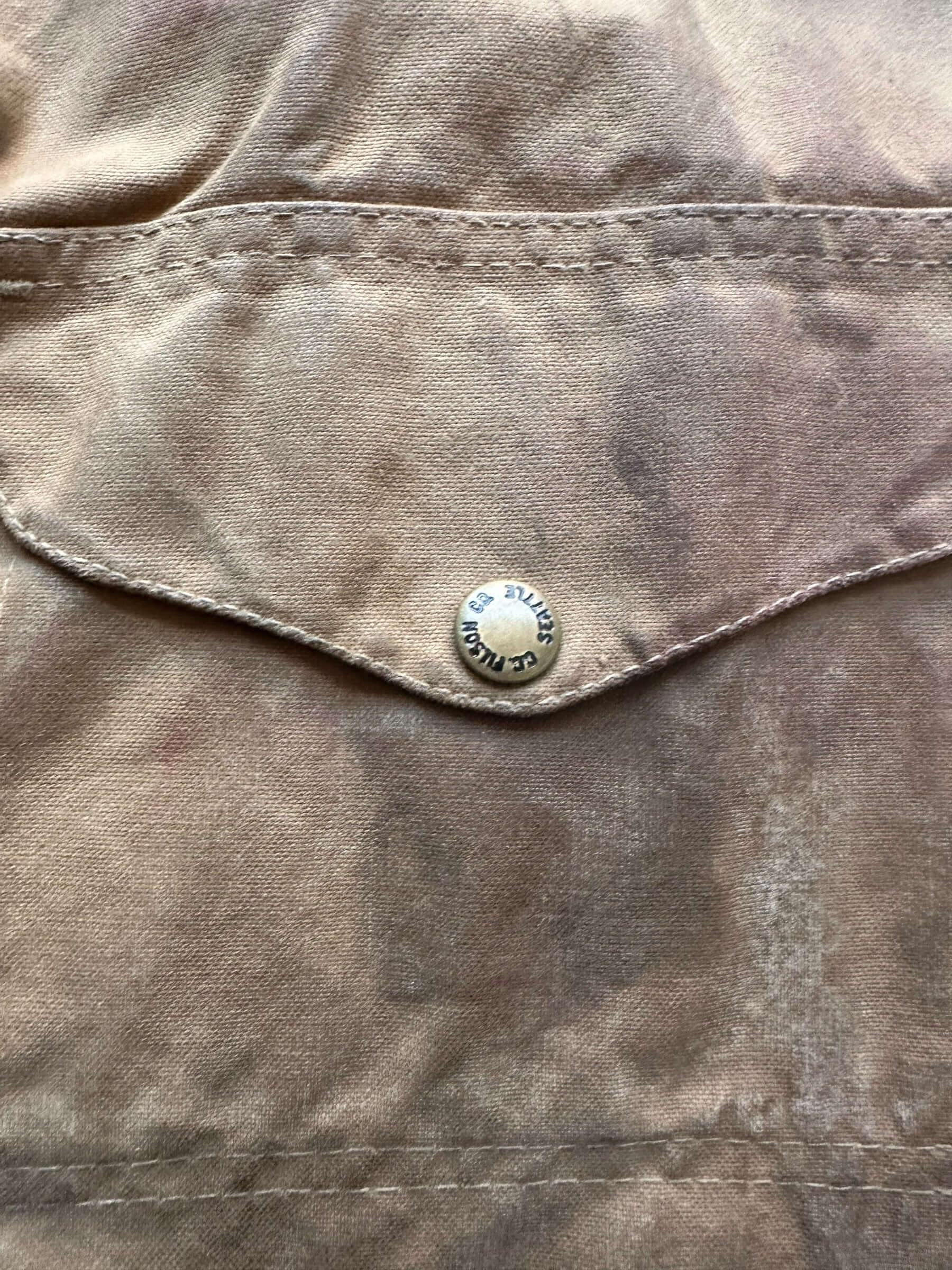 Pocket Snap View of Vintage Filson Tin Cloth Jacket SZ L