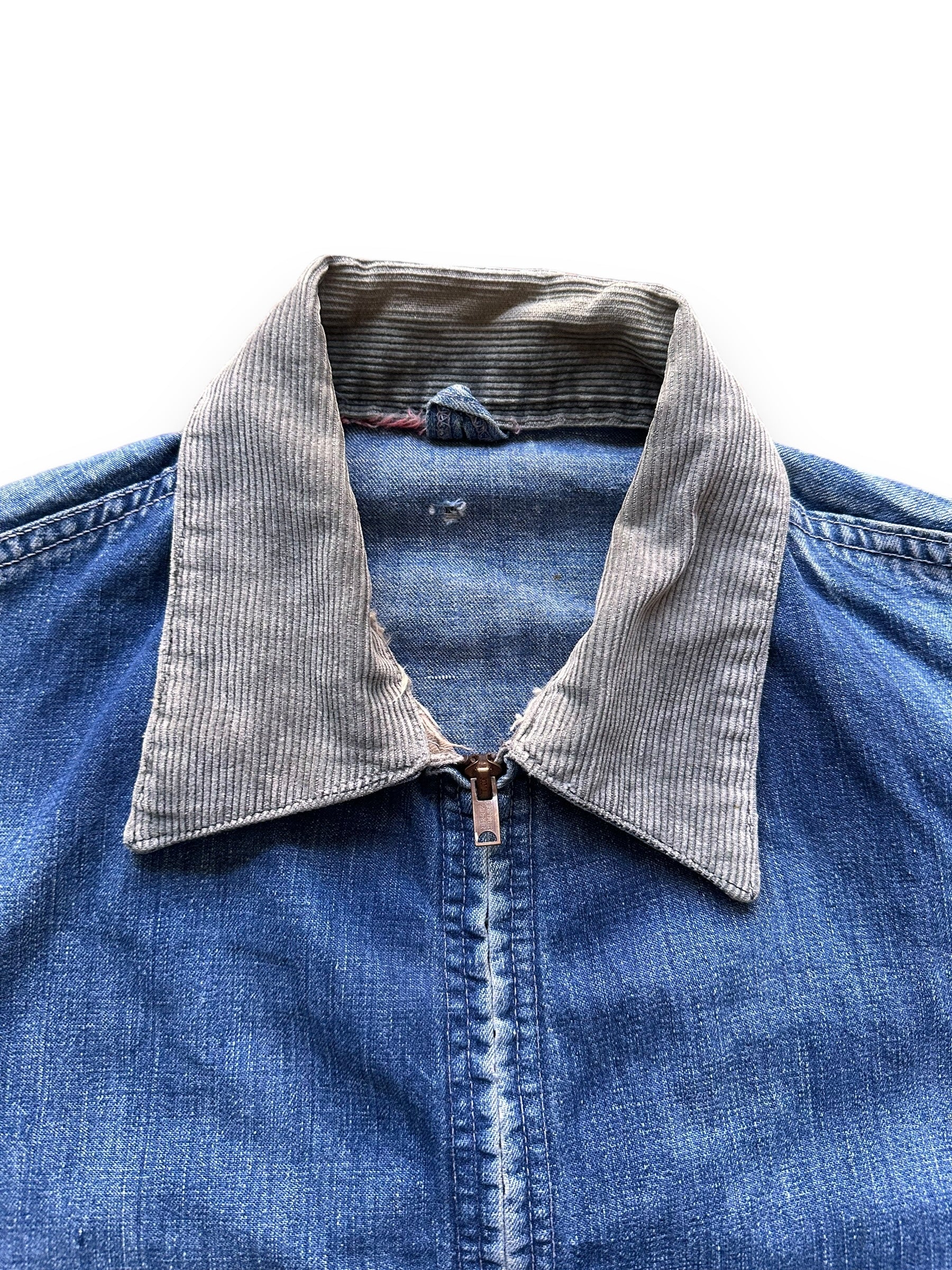 collar on Vintage Denim Zip Up Corduroy Collar Work Jacket SZ 42