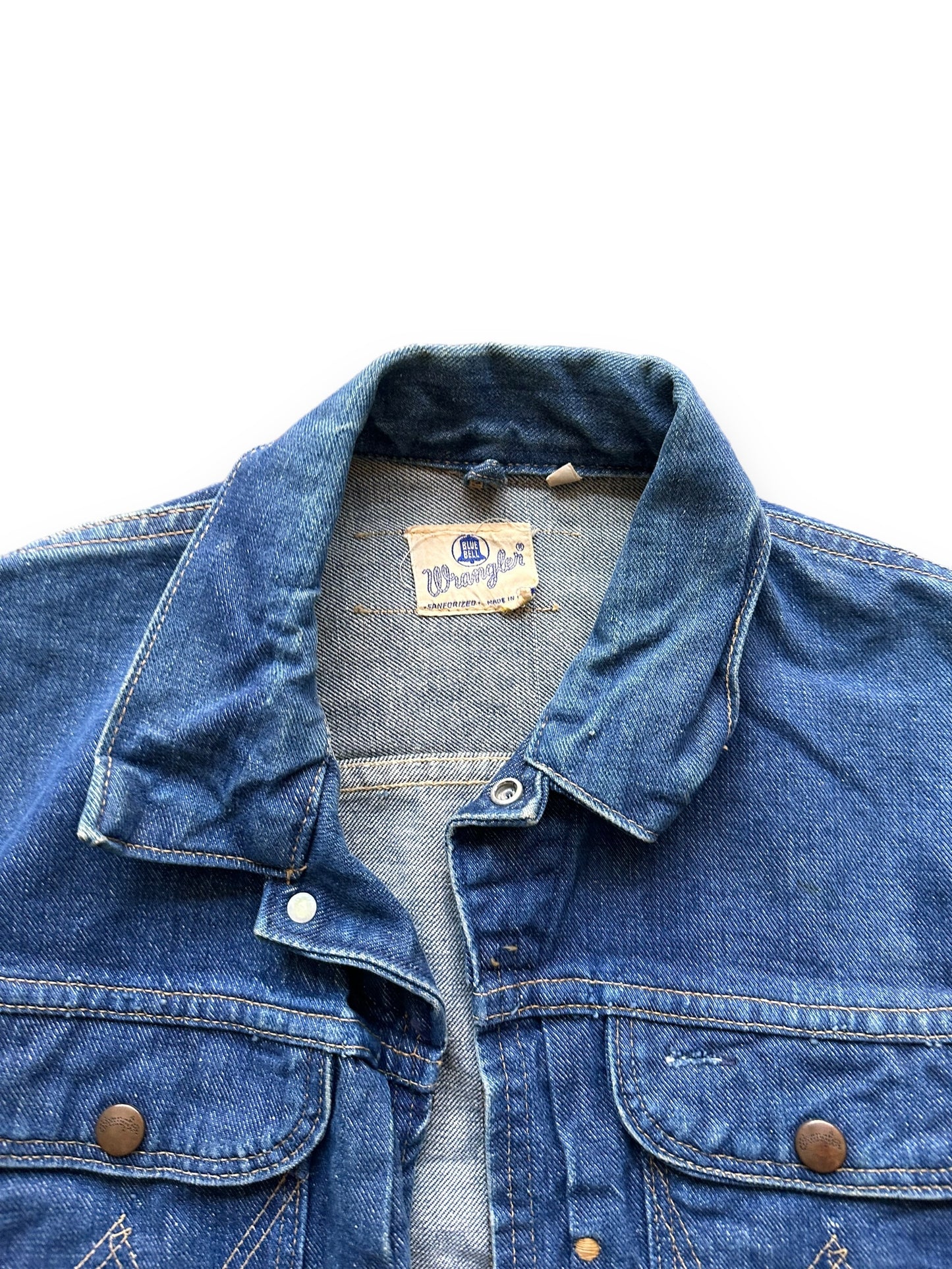 collar on Vintage Wrangler 124MJ3Y Denim Jacket w/ Busted Zipper SZ 40