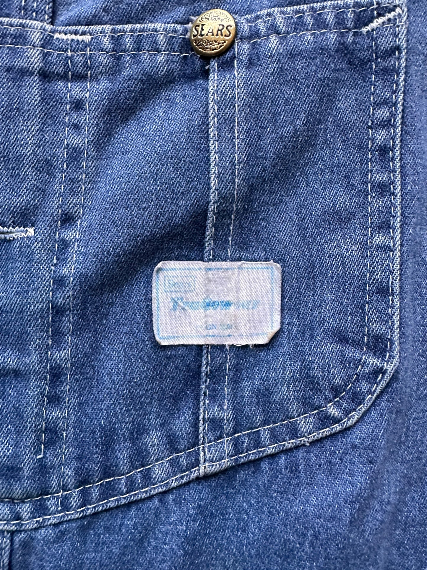 tag on Vintage Sears Denim Overalls W42