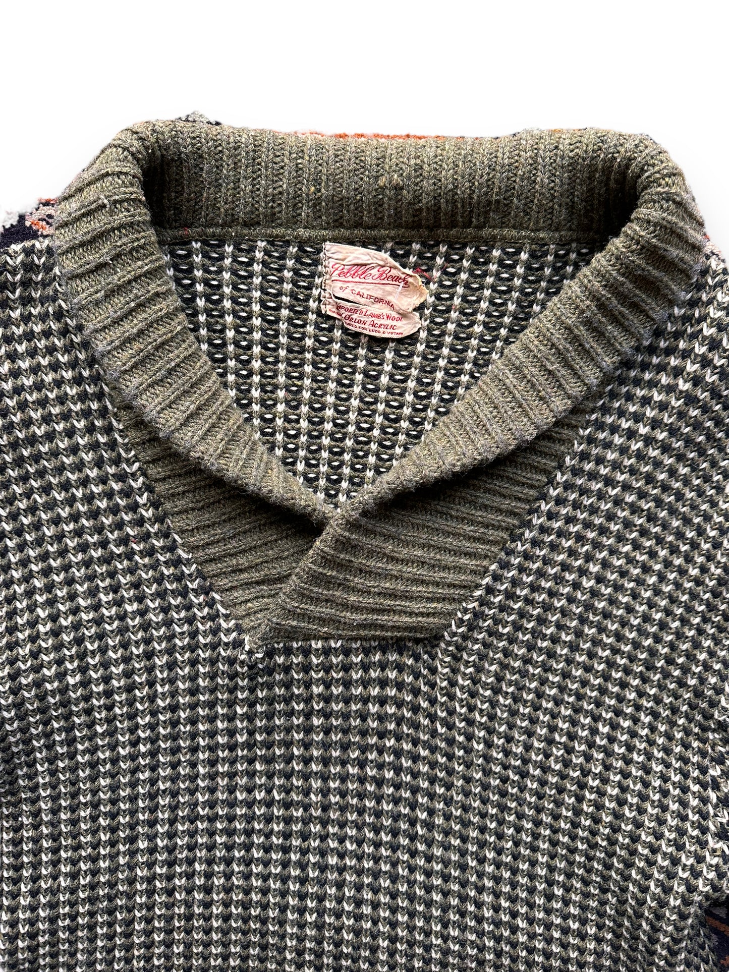 collar of Vintage Pebble Beach Cardigan SZ L | Vintage Cardigan Sweaters | Vintage Clothing Seattle