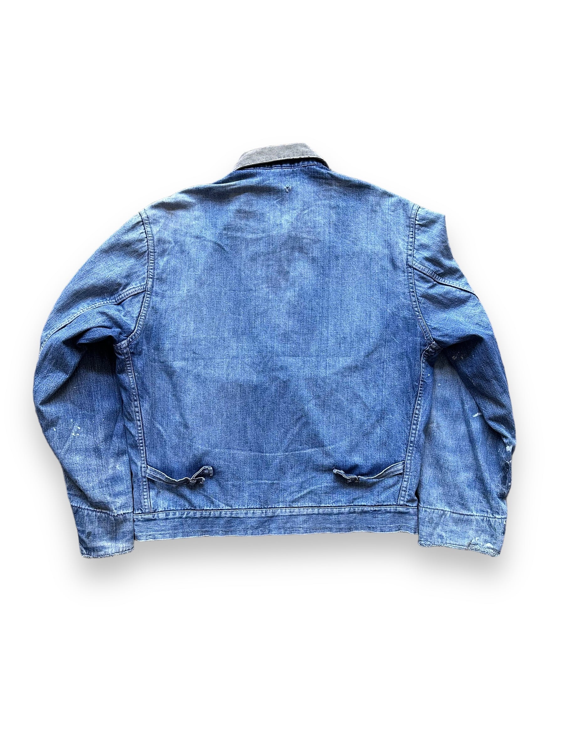 back of Vintage Denim Zip Up Corduroy Collar Work Jacket SZ 42