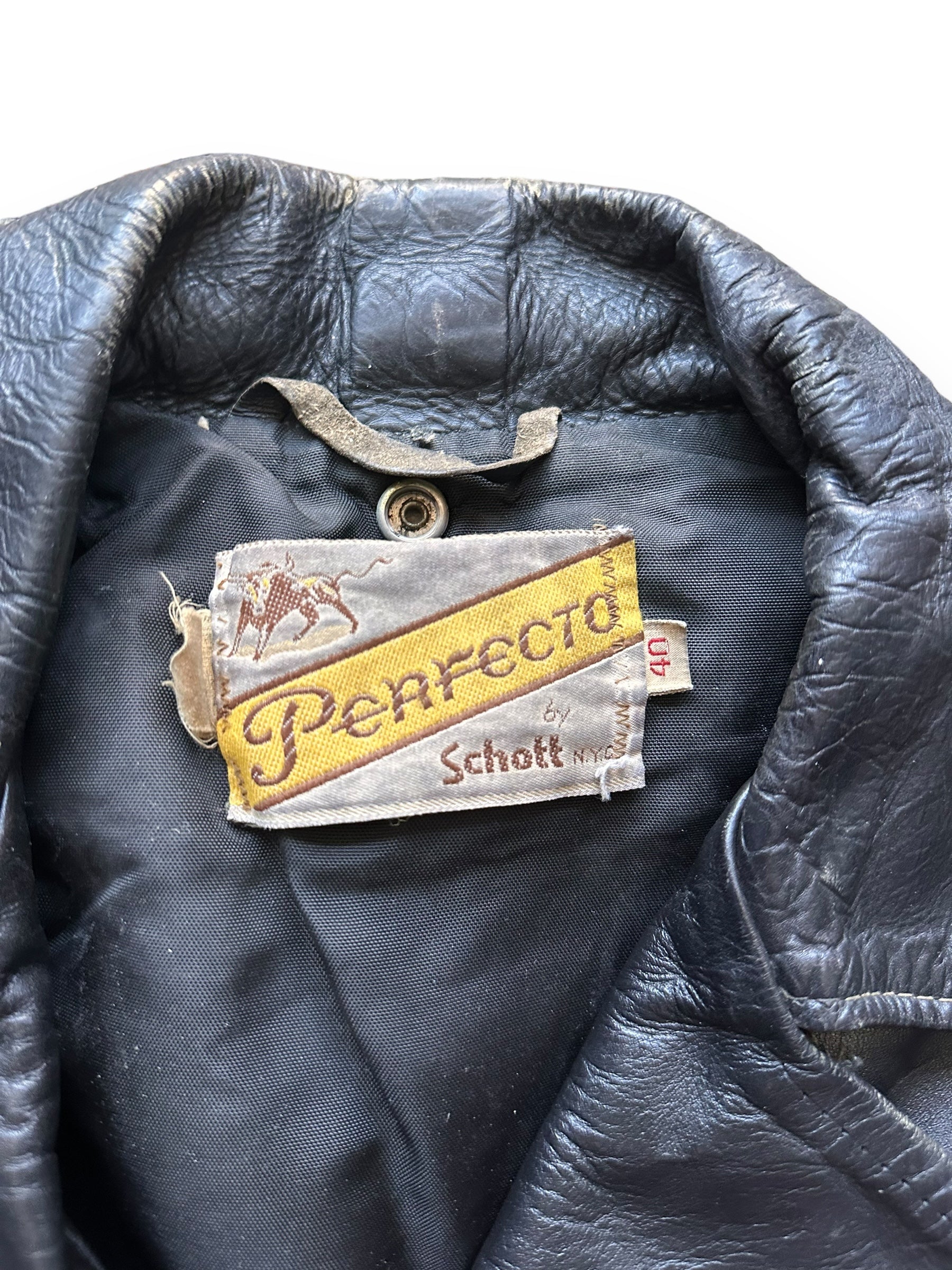 tag on Vintage Schott Perfecto Leather Jacket SZ 40