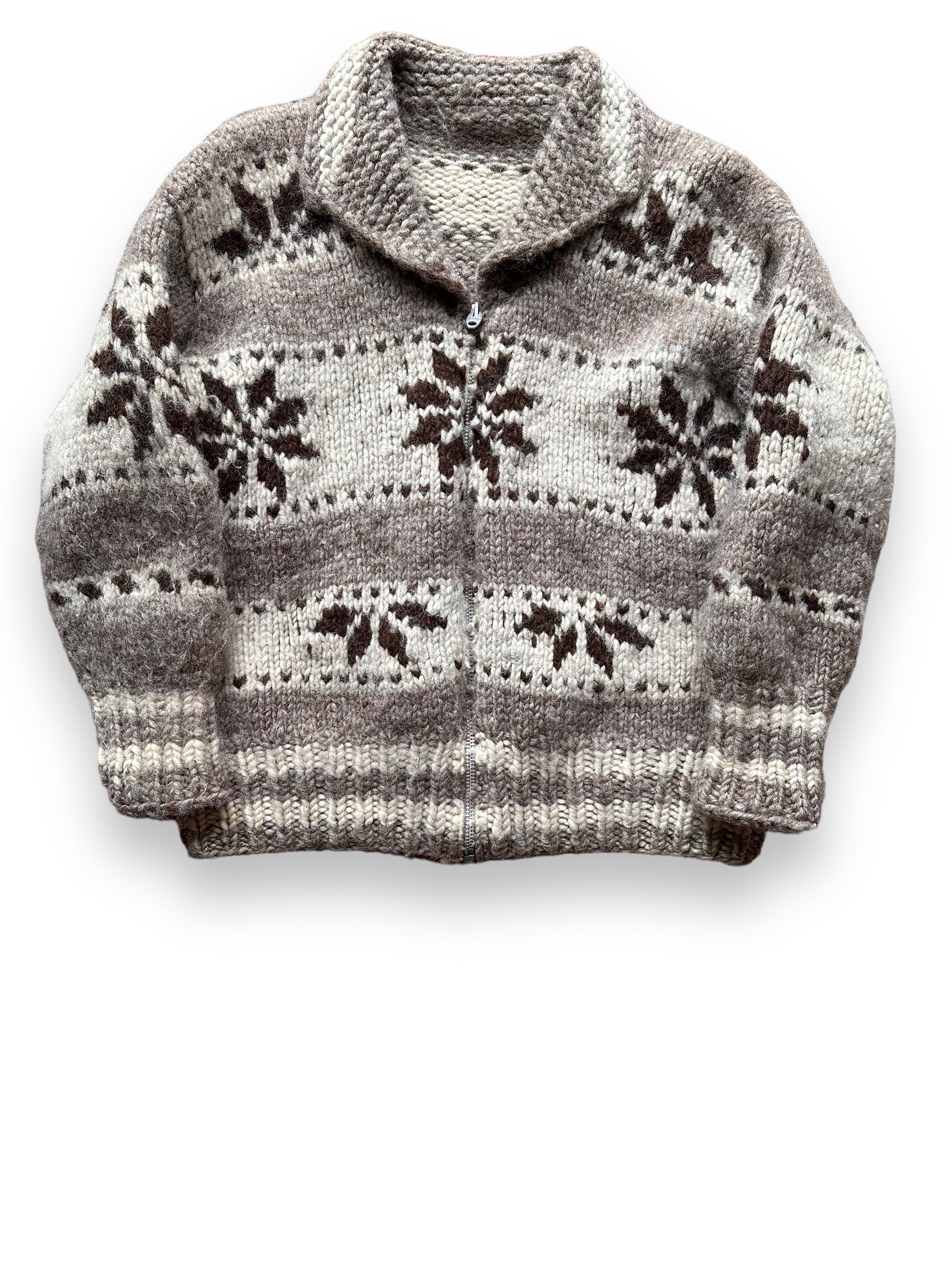 front of Vintage Wool Cowichan Sweater SZ XL |  Vintage Cowichan Sweaters Seattle | Barn Owl Vintage Seattle