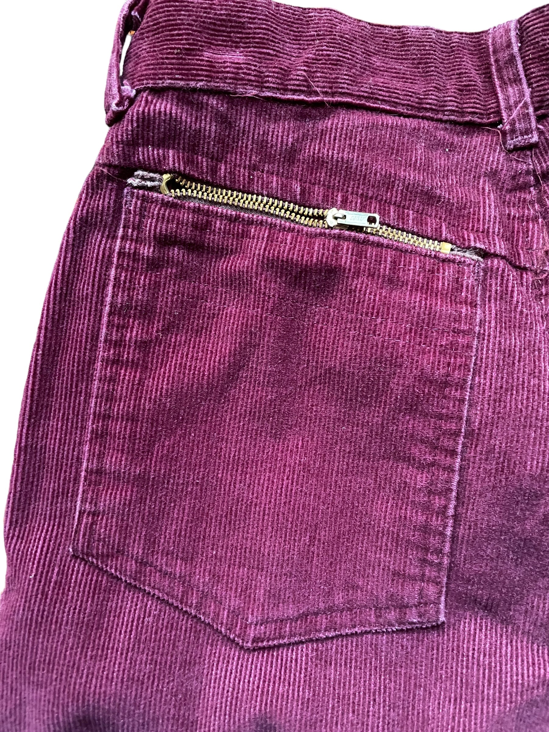 Back left pocket view of Vintage 1970s Calvin Klein Corduroy Pants W26 | Barn Owl Vintage Seattle | Vintage Corduroy Pants